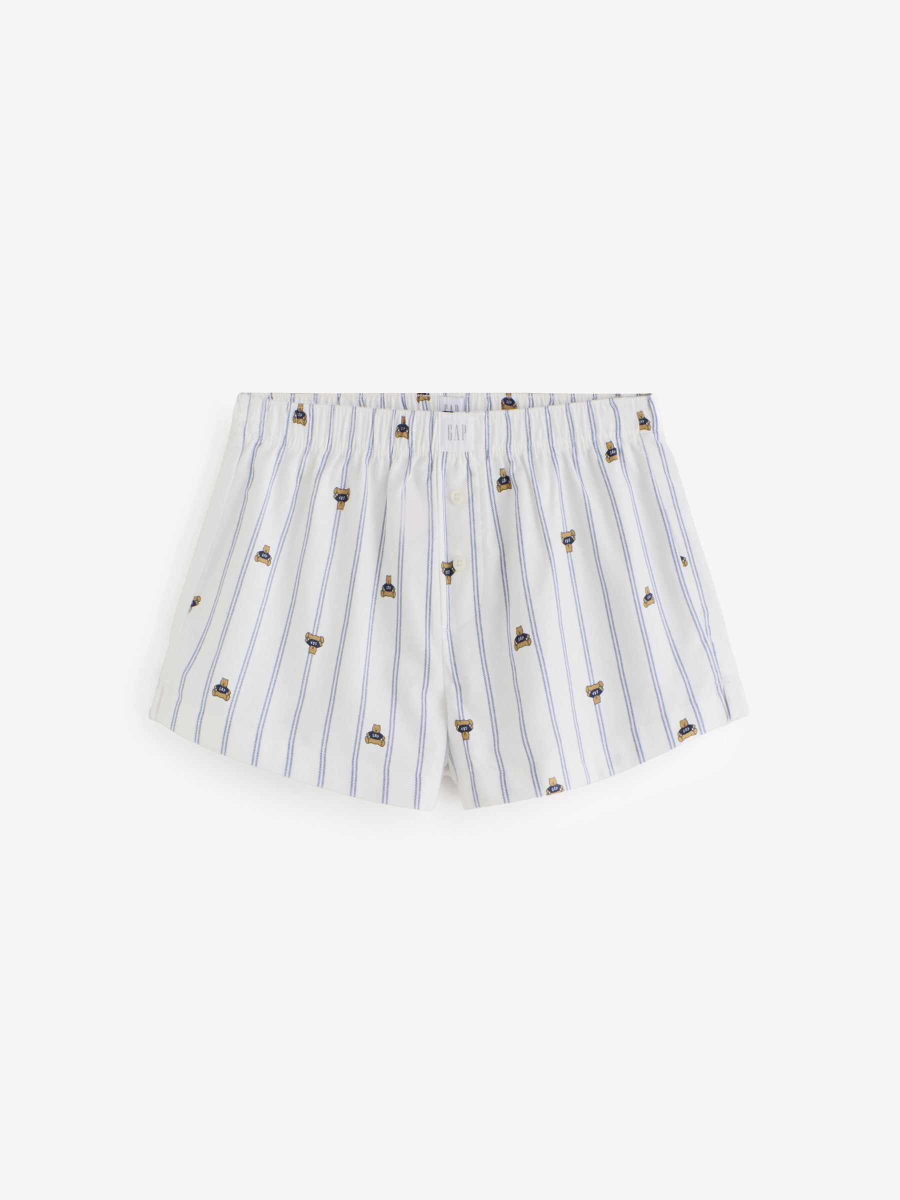 White & Blue Brannan Bear Poplin Pyjamas Shorts - Image 1 of 4 White & Blue Brannan Bear Poplin Pyjamas Shorts - Image 1 of 4