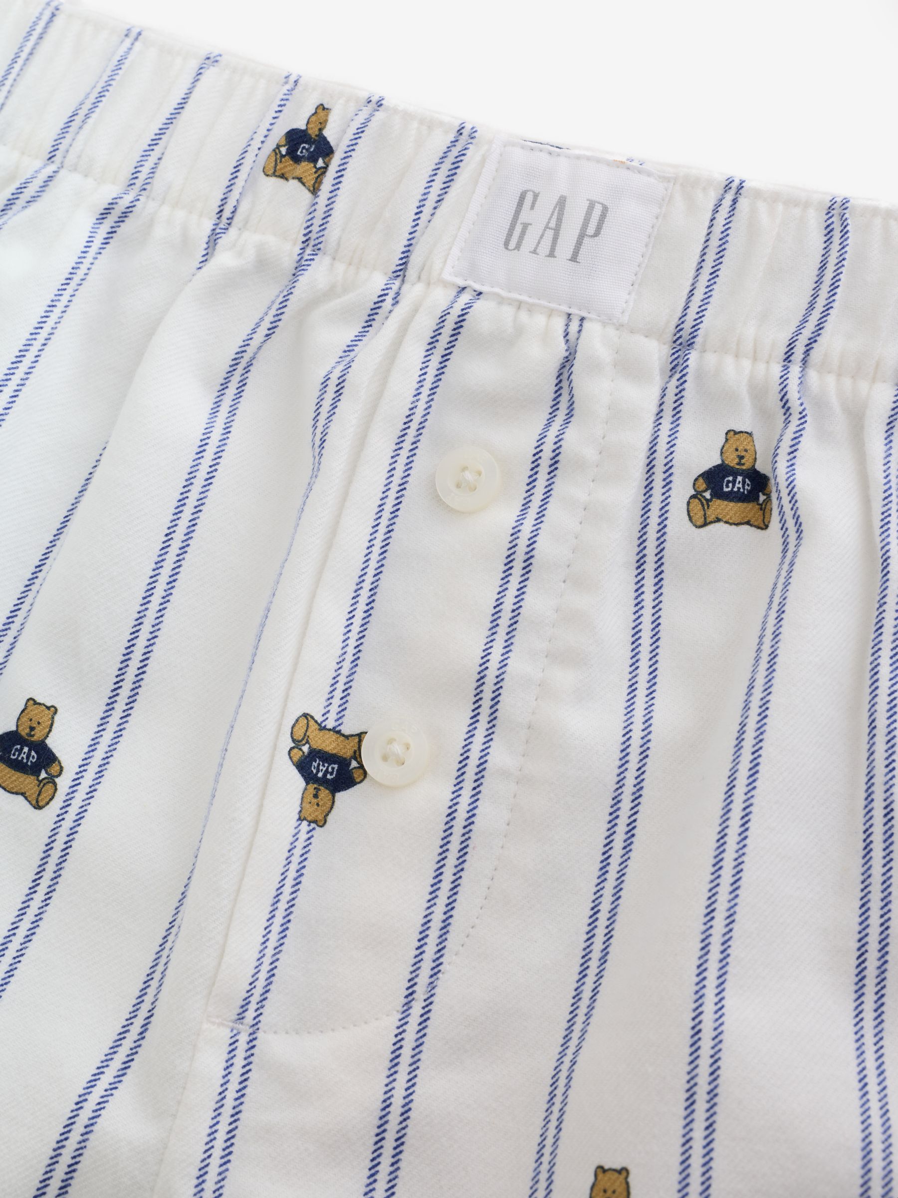 White & Blue Brannan Bear Poplin Pyjamas Shorts - Image 3 of 4