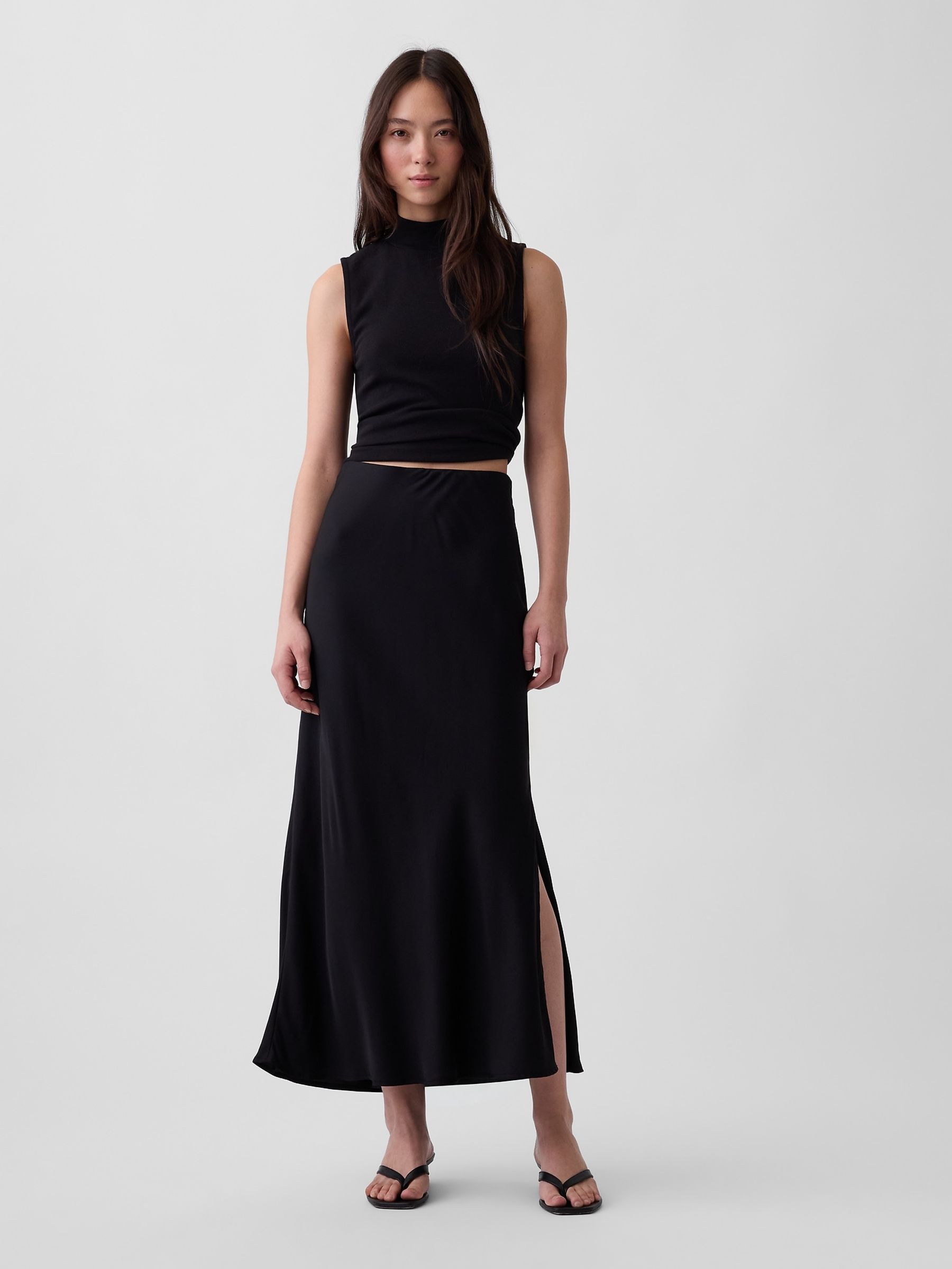 Black Maxi Slip Skirt - Image 1 of 4