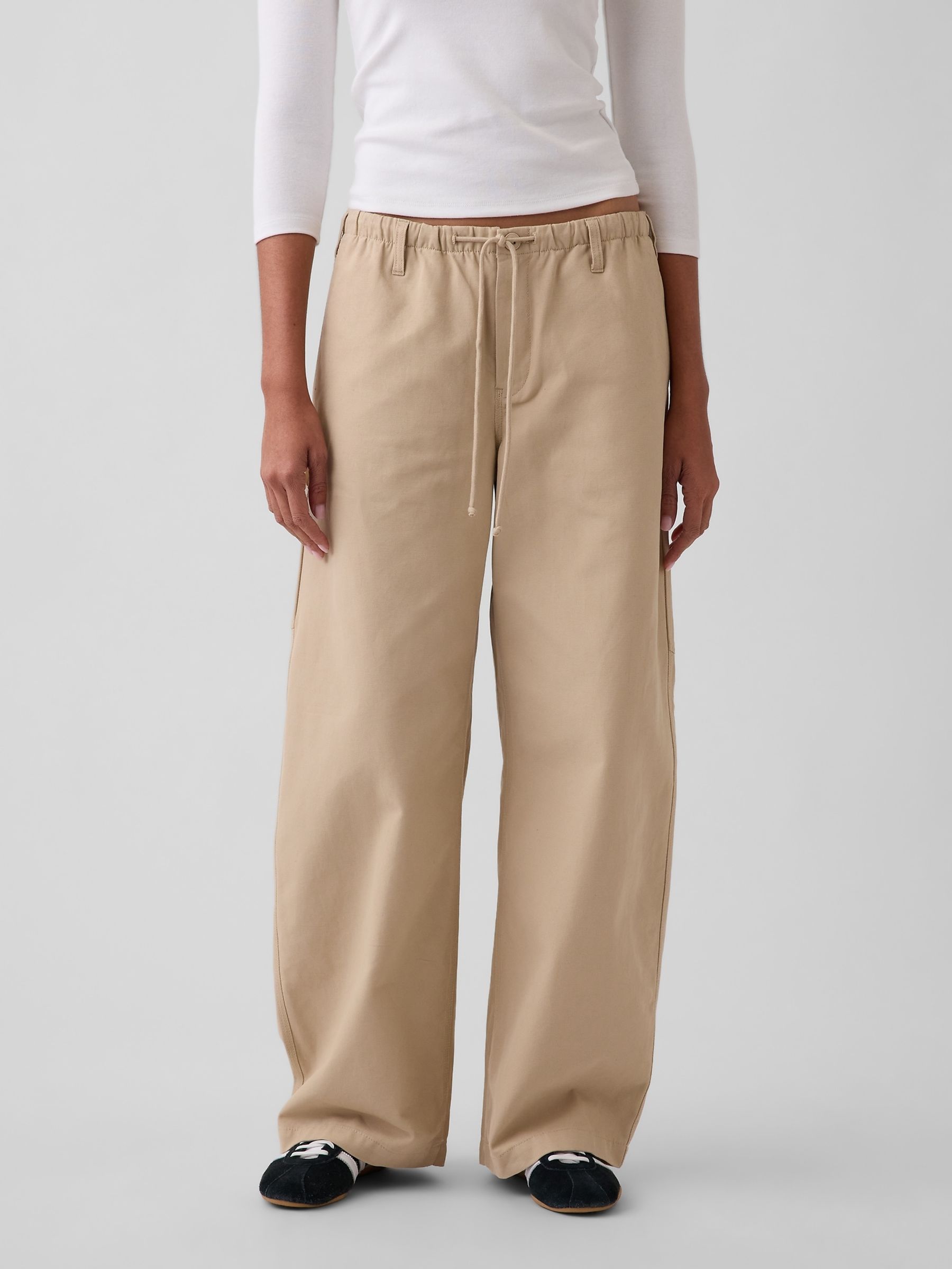 Beige Easy Barrel Cargo Trousers - Image 1 of 5