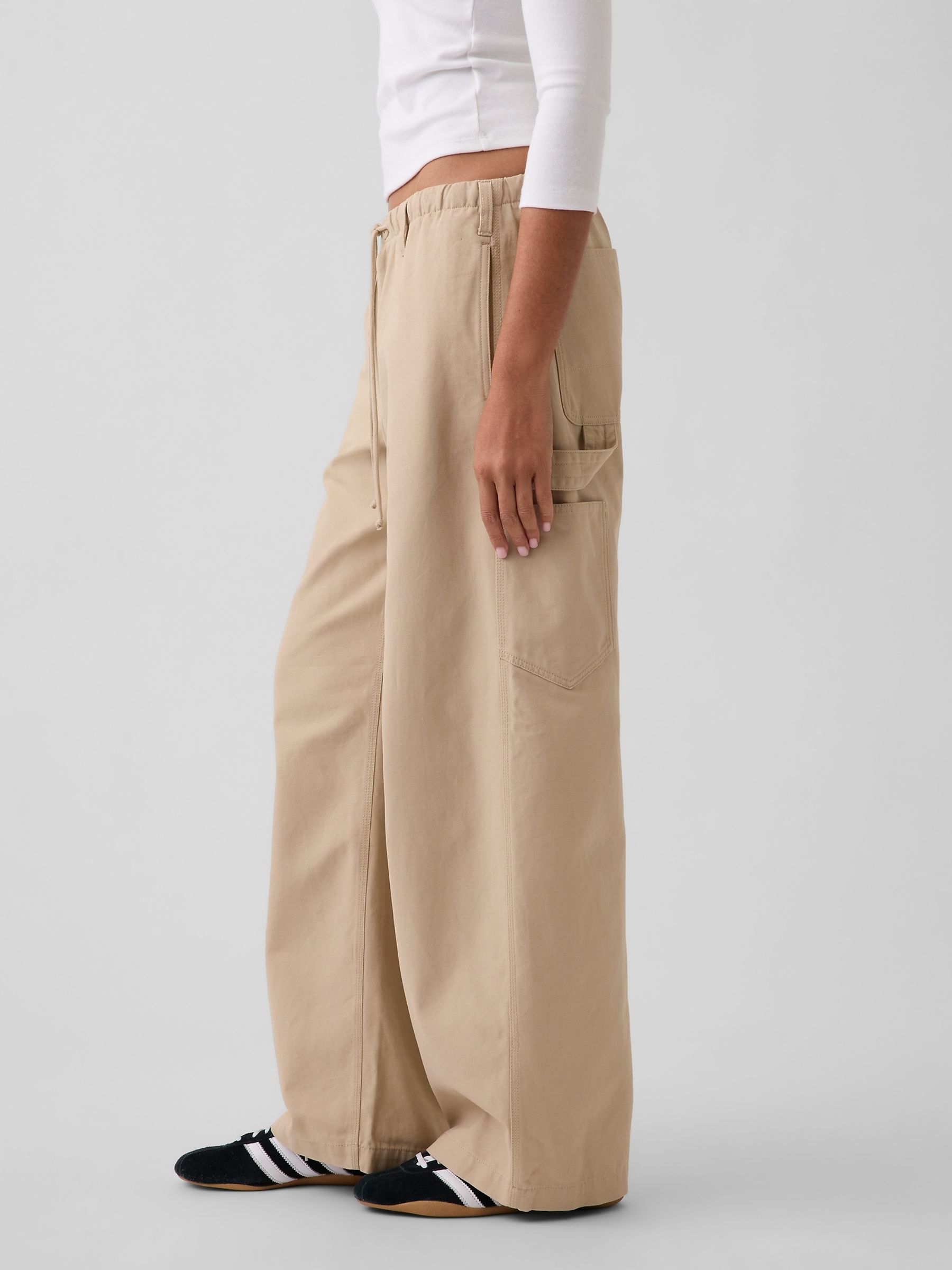 Beige Easy Barrel Cargo Trousers - Image 3 of 5