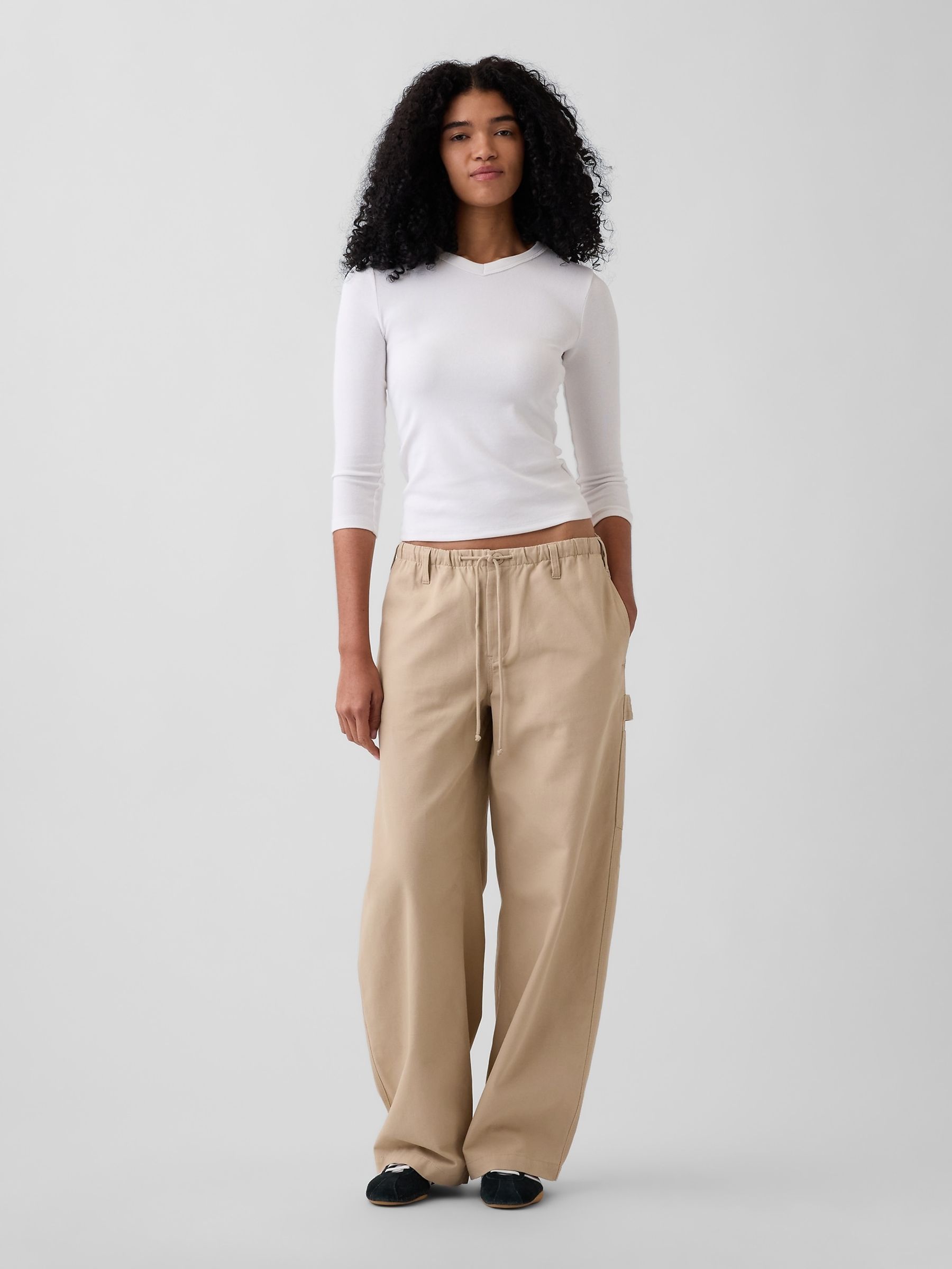 Beige Easy Barrel Cargo Trousers - Image 4 of 5