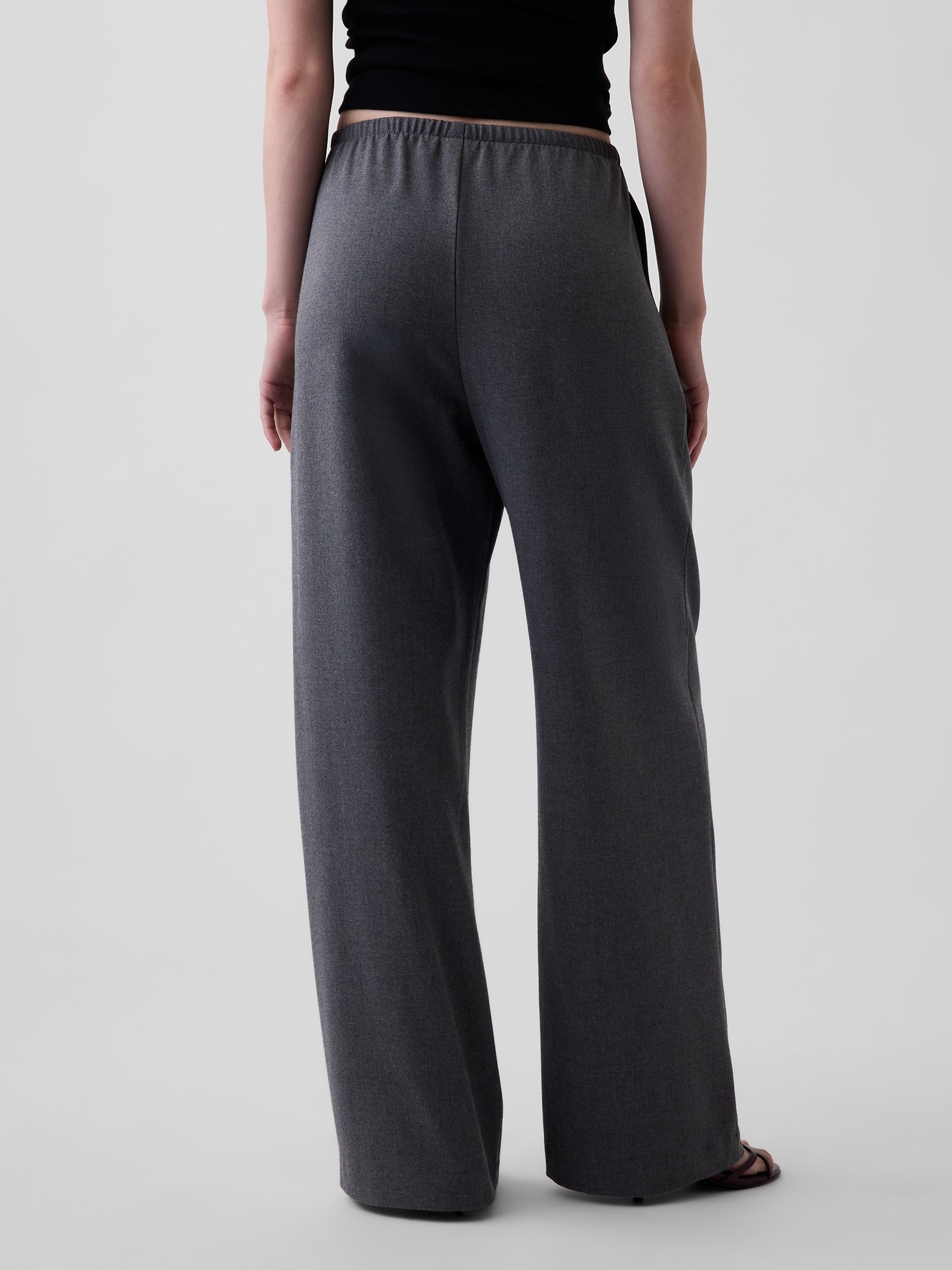Grey Brushed Twill Easy Wide-Leg Trousers - Image 2 of 5
