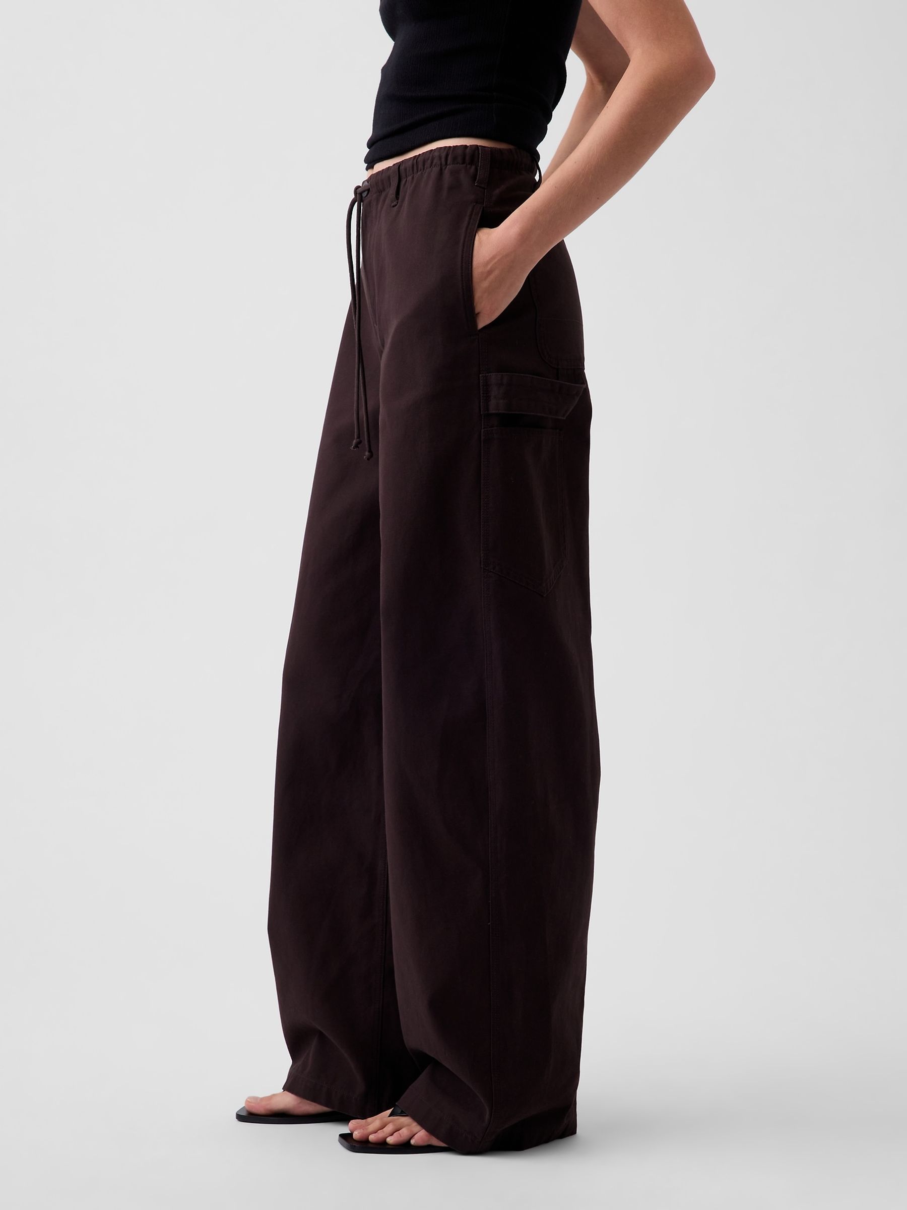 Dark Brown Easy Barrel Cargo Trousers - Image 3 of 5