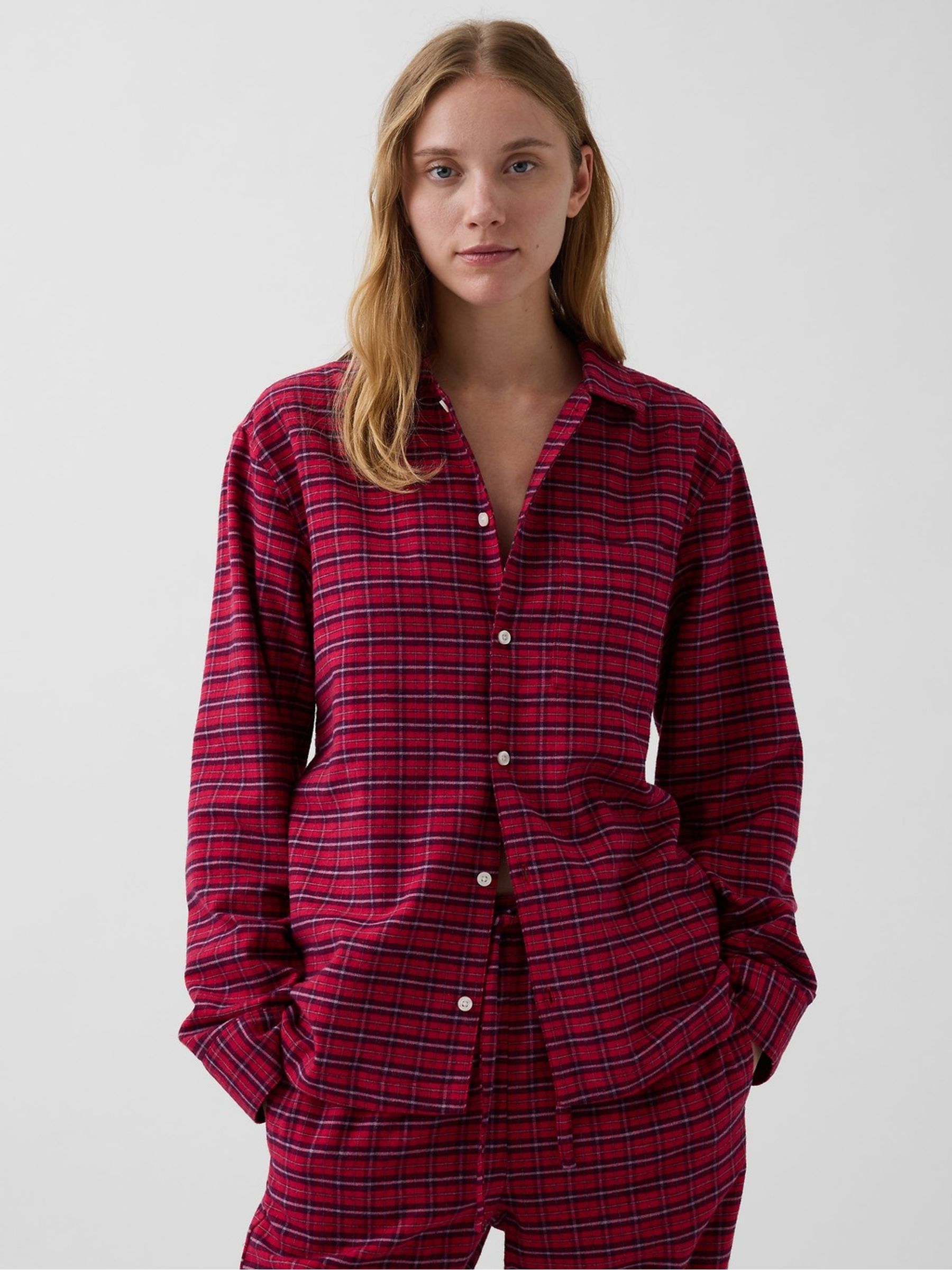 Red/Black Check Softest Flannel Pyjamas Top - Image 3 of 6