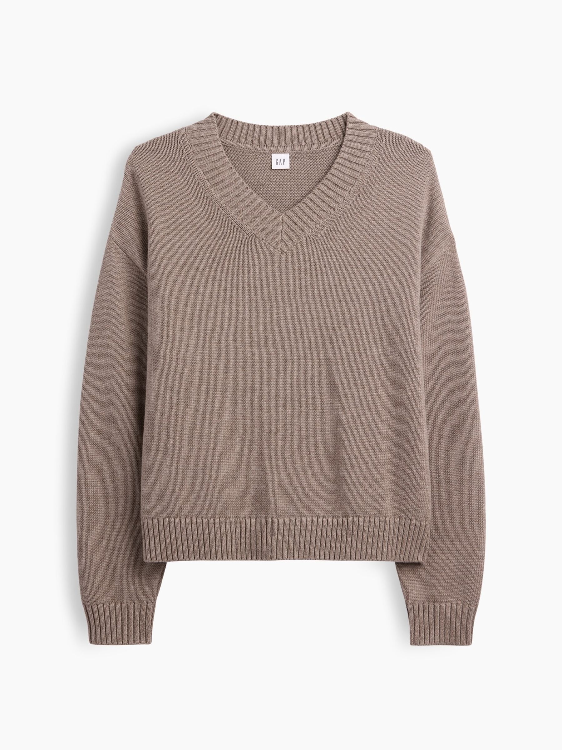Cool Brown Oversized V-Neck Jumper - Image 4 of 5