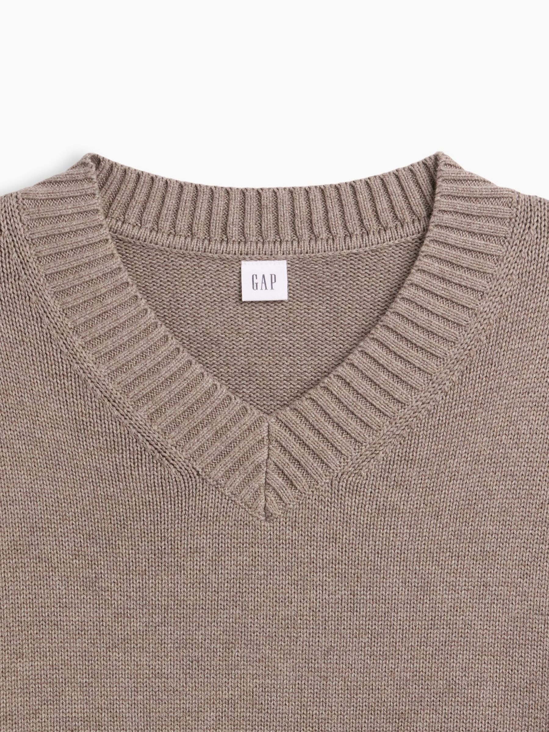 Cool Brown Oversized V-Neck Jumper - Image 5 of 5