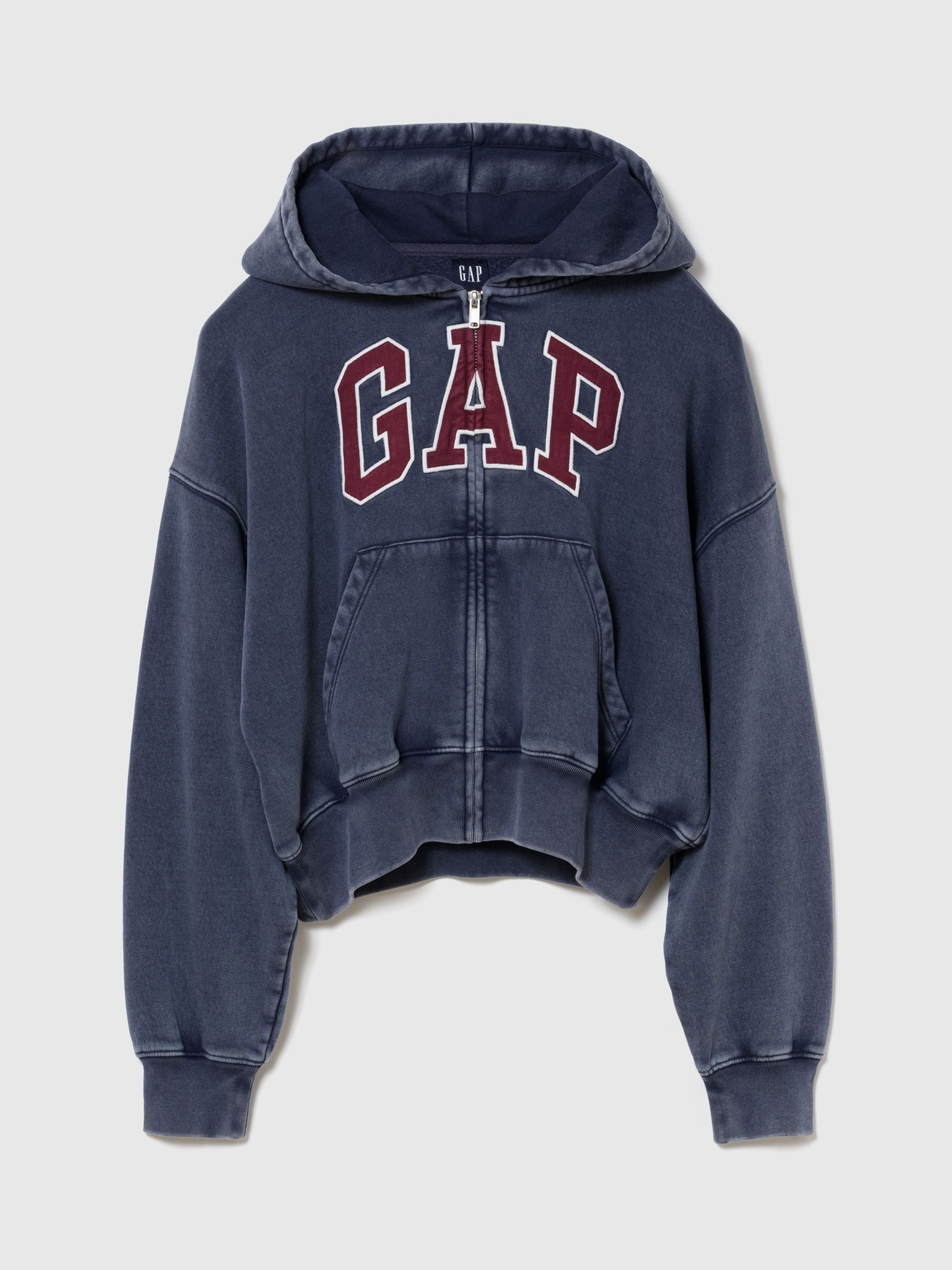 Blue Vintage Soft Oversized Logo Zip-Up Hoodie - Image 1 of 2