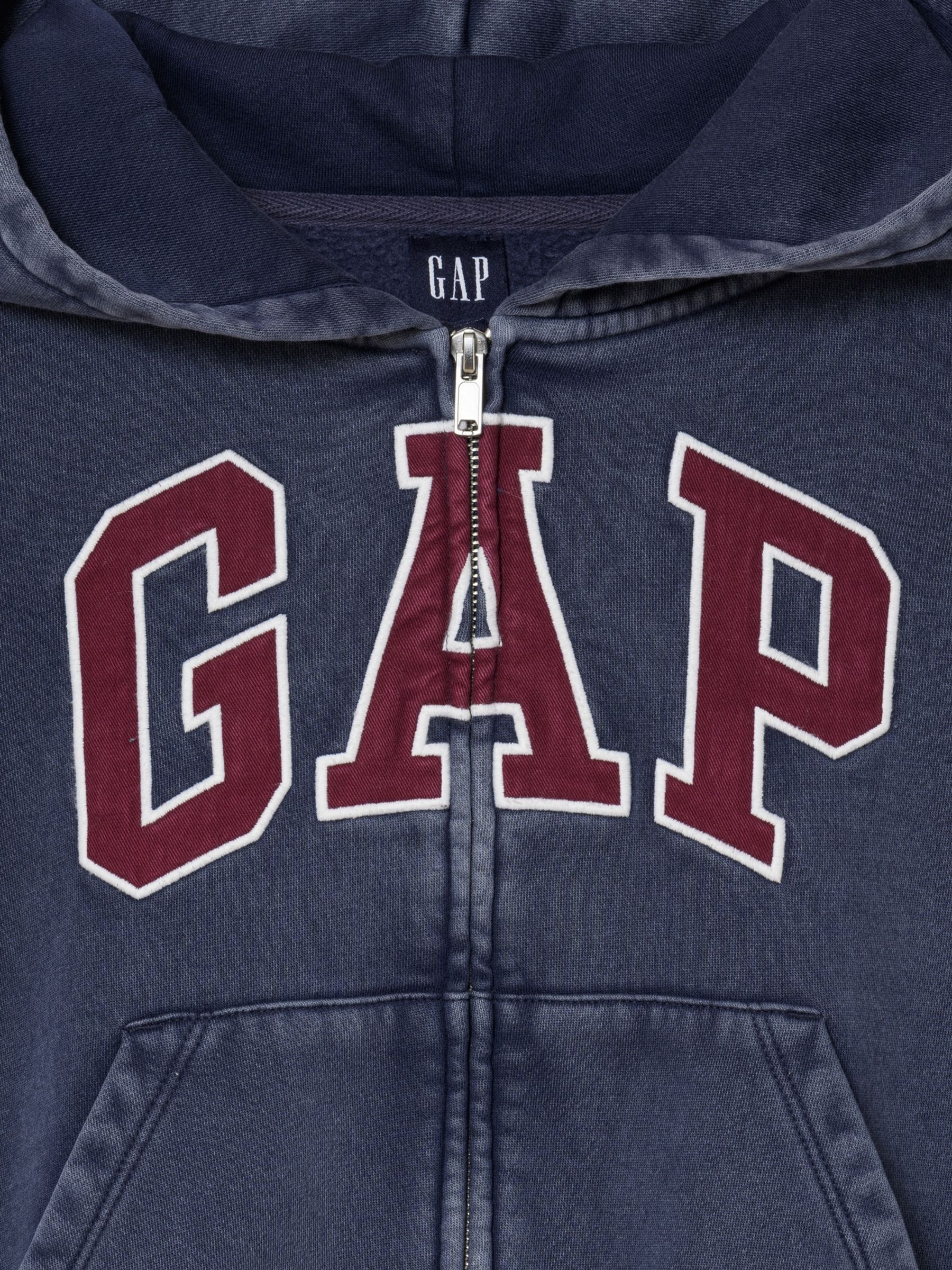 Blue Vintage Soft Oversized Logo Zip-Up Hoodie - Image 2 of 2