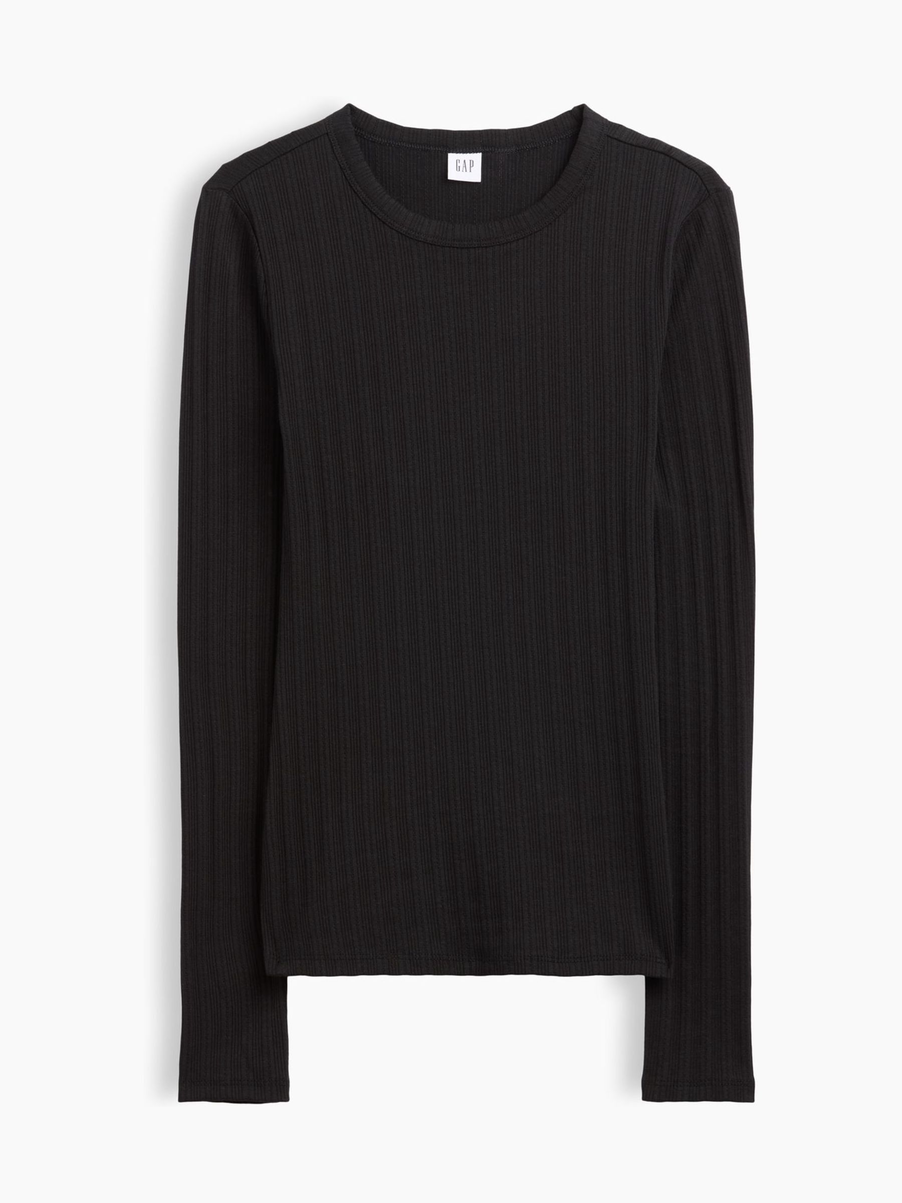 Black Essential Ribbed Pointelle Long Sleeve T-Shirt - Image 5 of 5 Black Essential Ribbed Pointelle Long Sleeve T-Shirt - Image 5 of 5