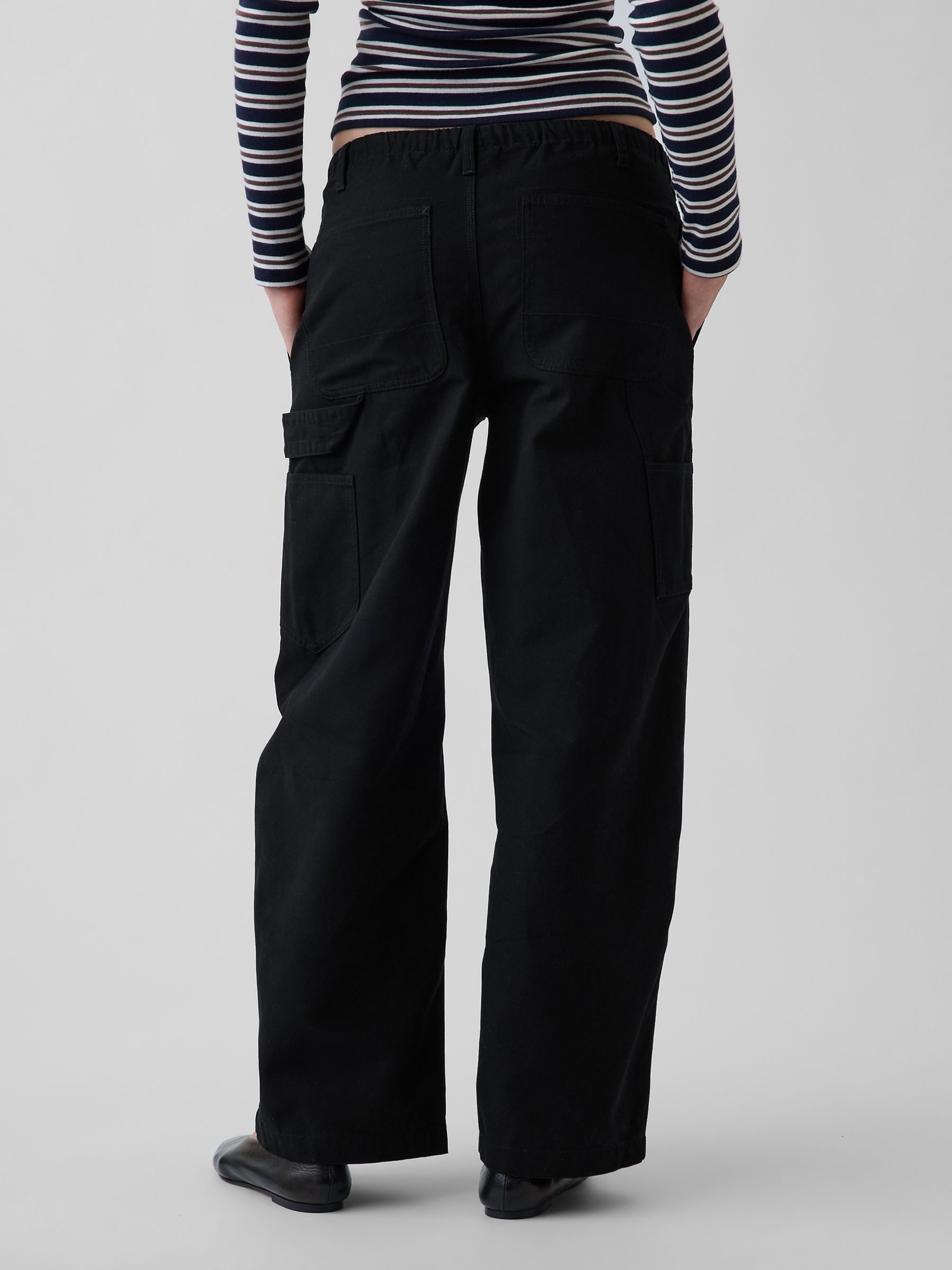 Black Easy Barrel Cargo Trousers - Image 2 of 5