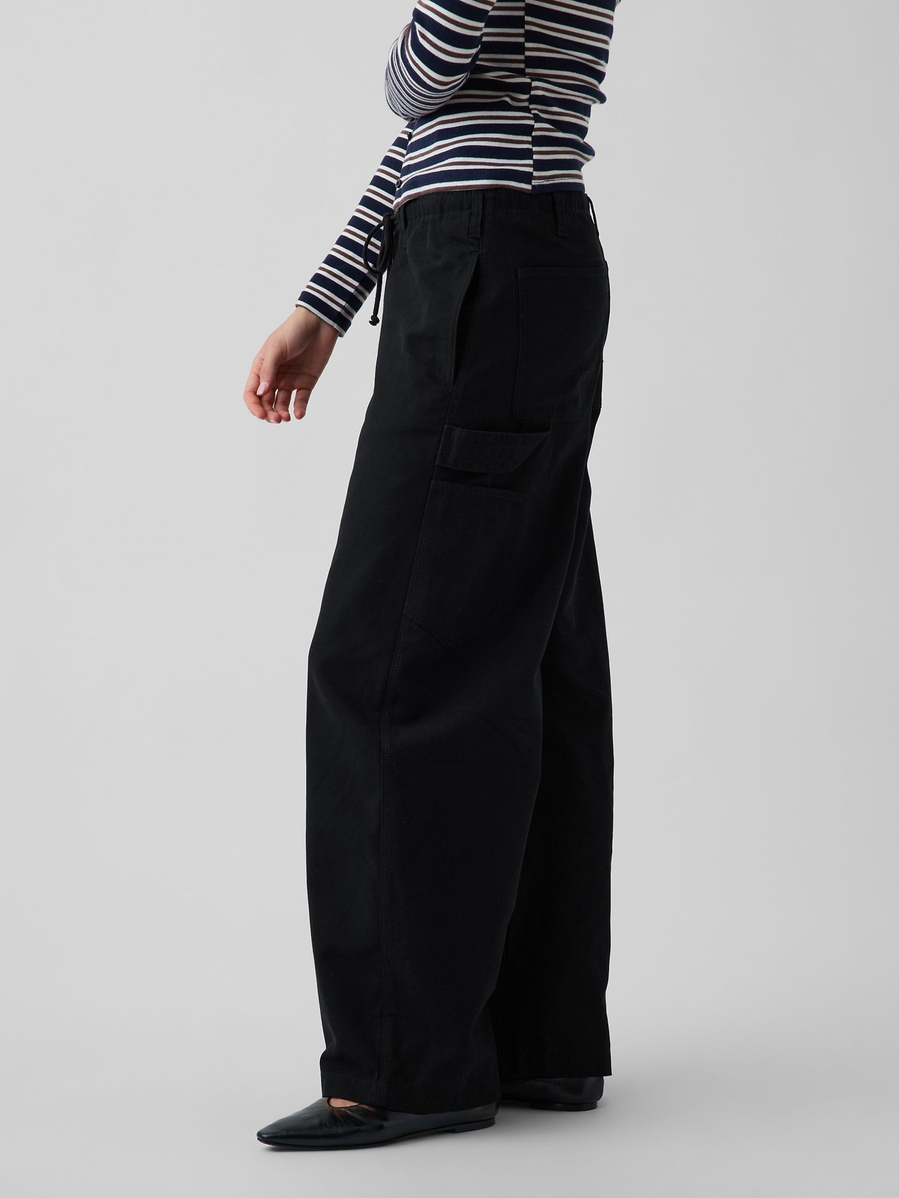 Black Easy Barrel Cargo Trousers - Image 3 of 5