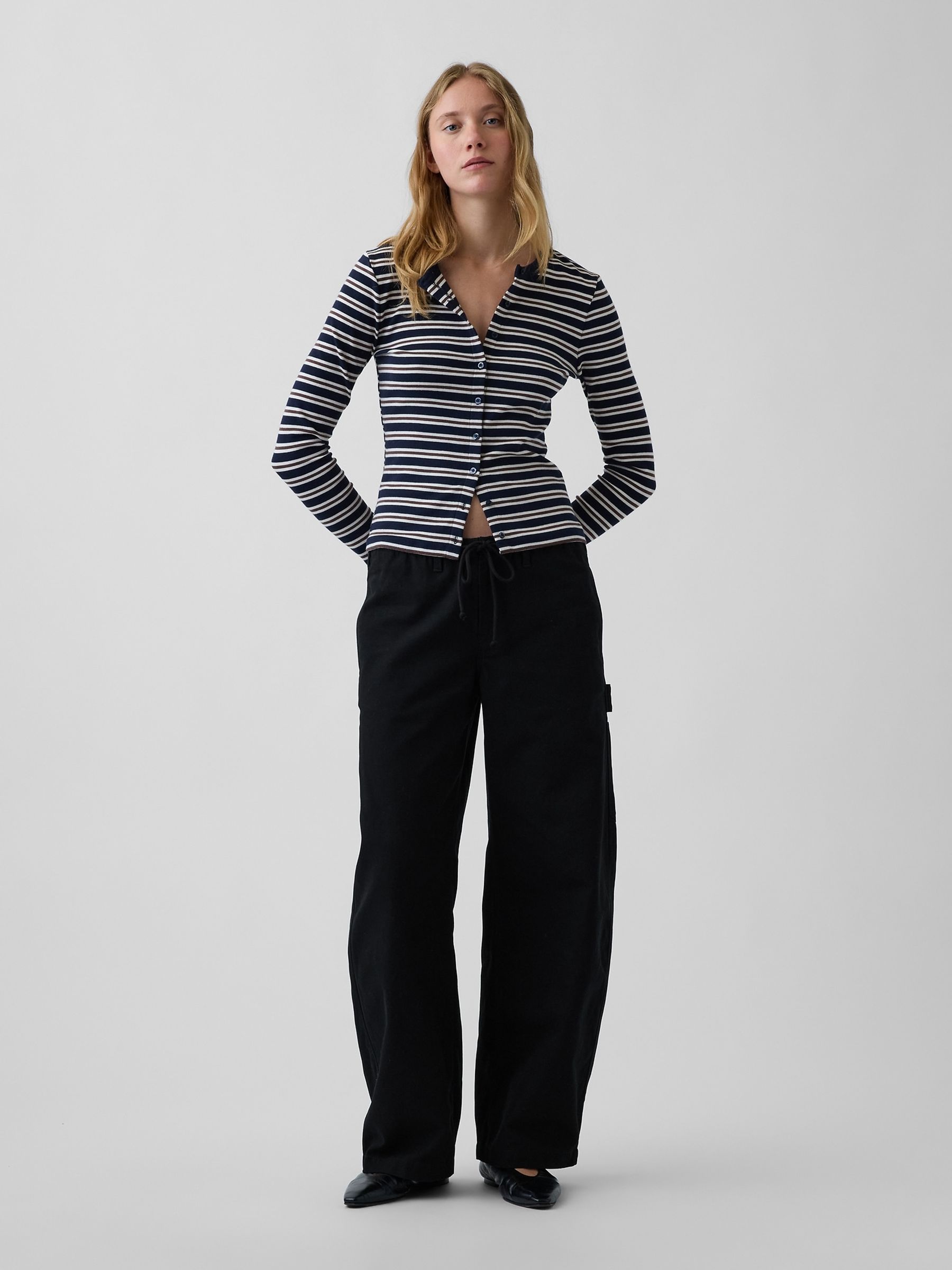 Black Easy Barrel Cargo Trousers - Image 4 of 5