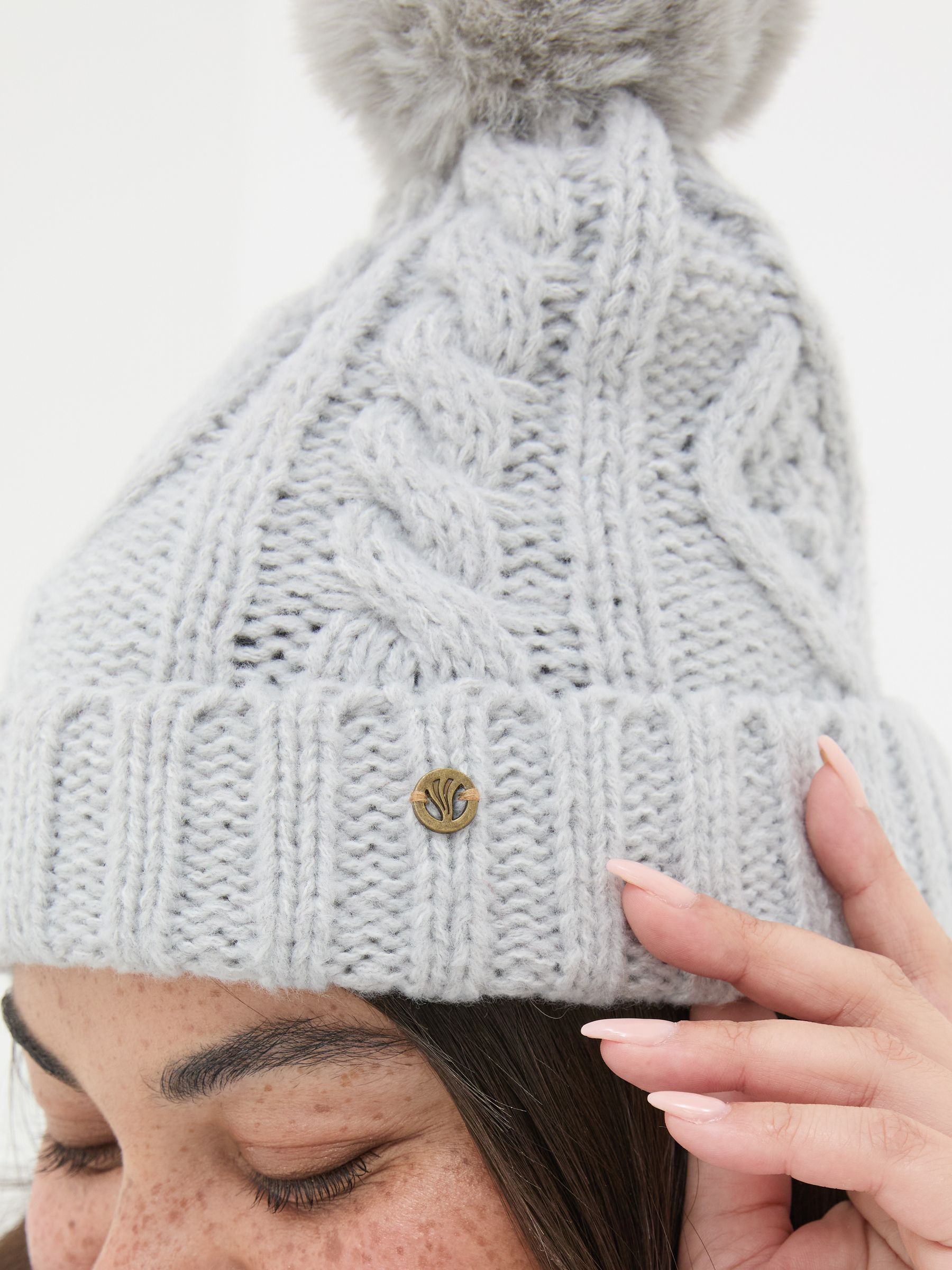 Grey Billie Cable Bobble Hat - Image 4 of 4