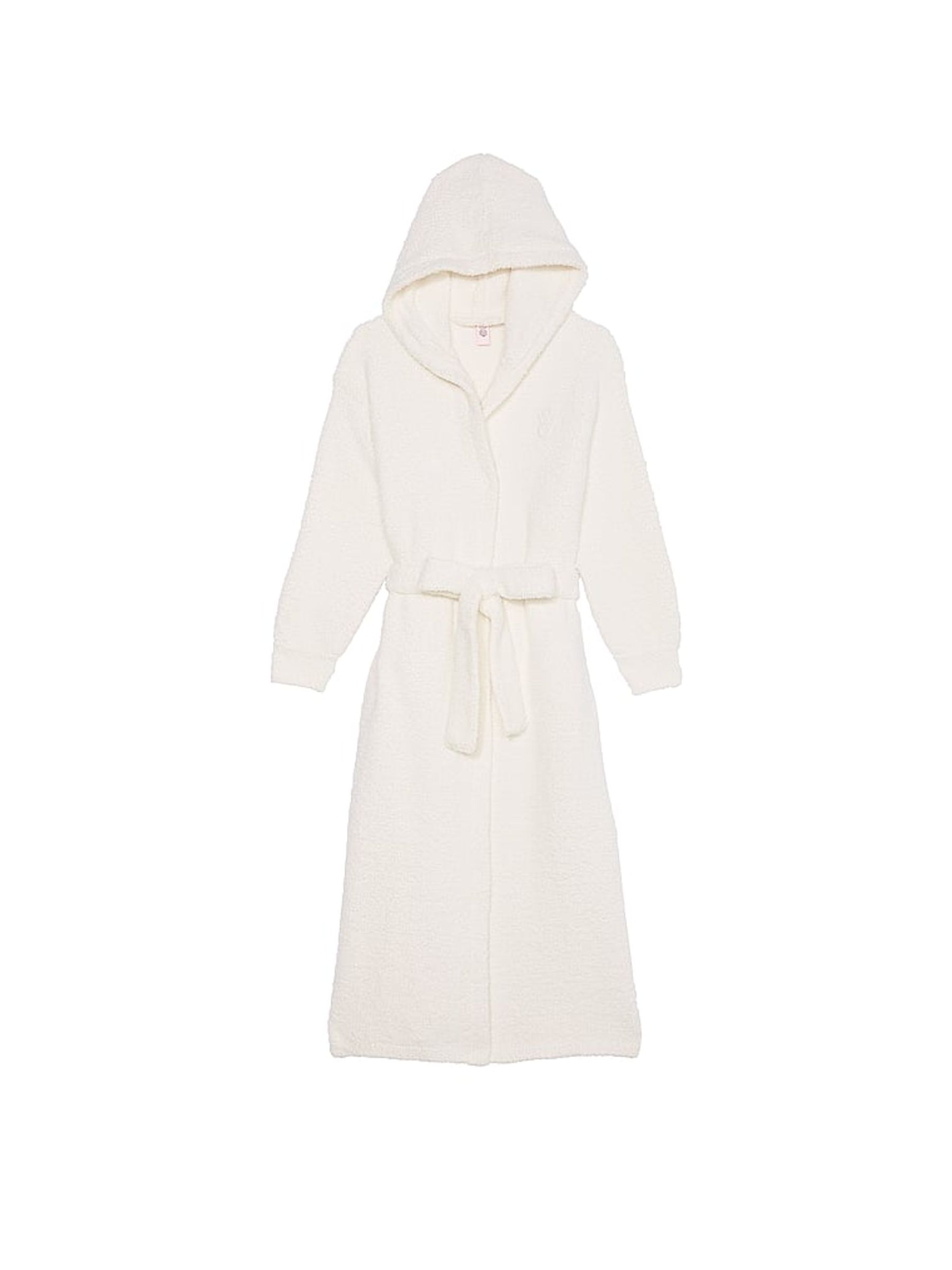 Coconut White Chenille Hooded Long Dressing Gown - Image 3 of 3