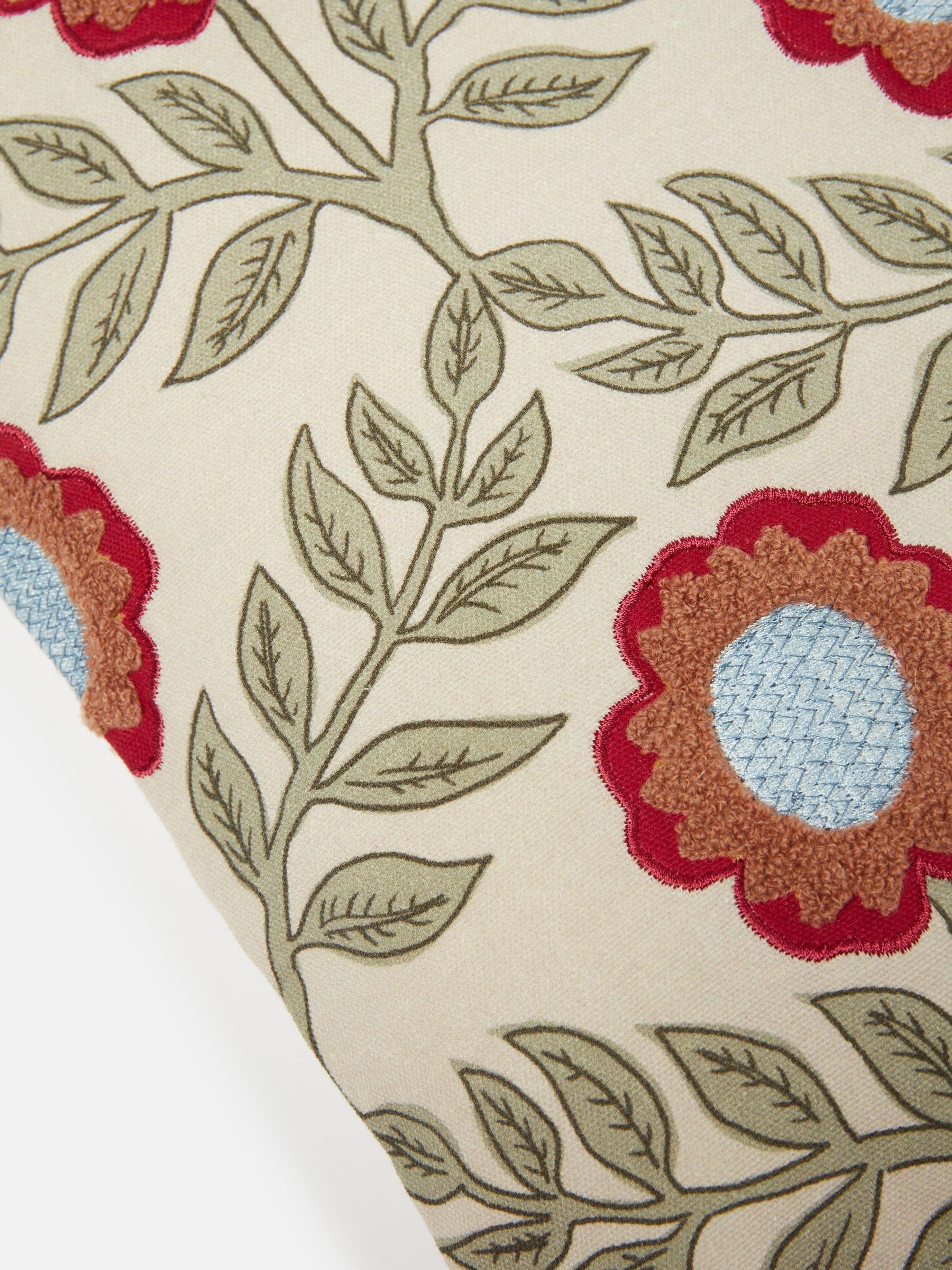 Floral Trellis Green 100% Cotton Cushion - Image 4 of 5
