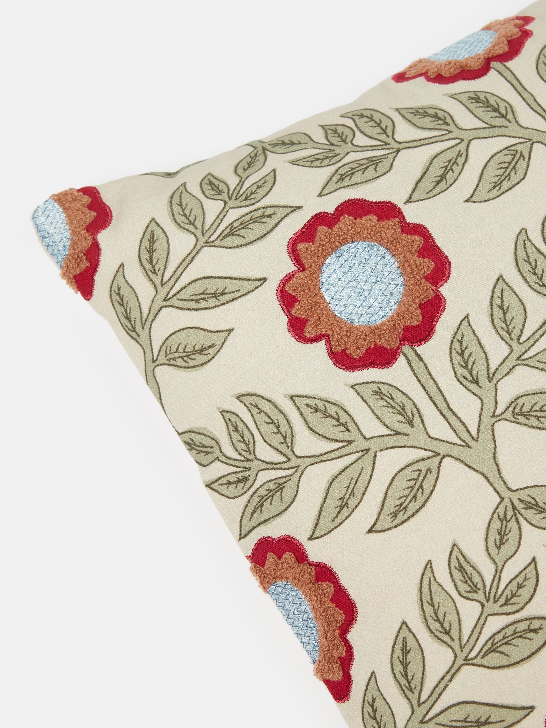 Floral Trellis Green 100% Cotton Cushion - Image 5 of 5