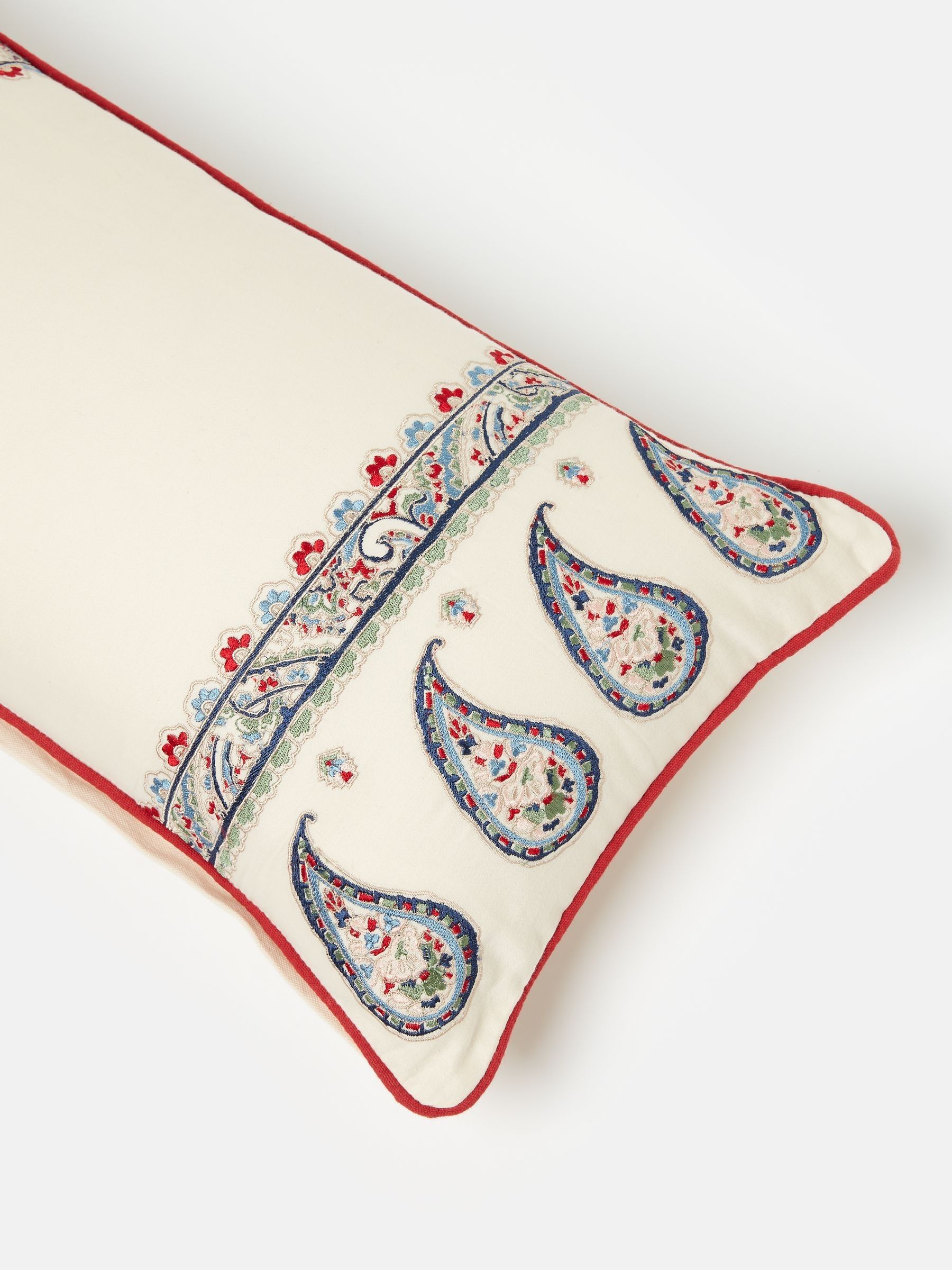 White Paisley 100% Cotton Cushion - Image 5 of 7
