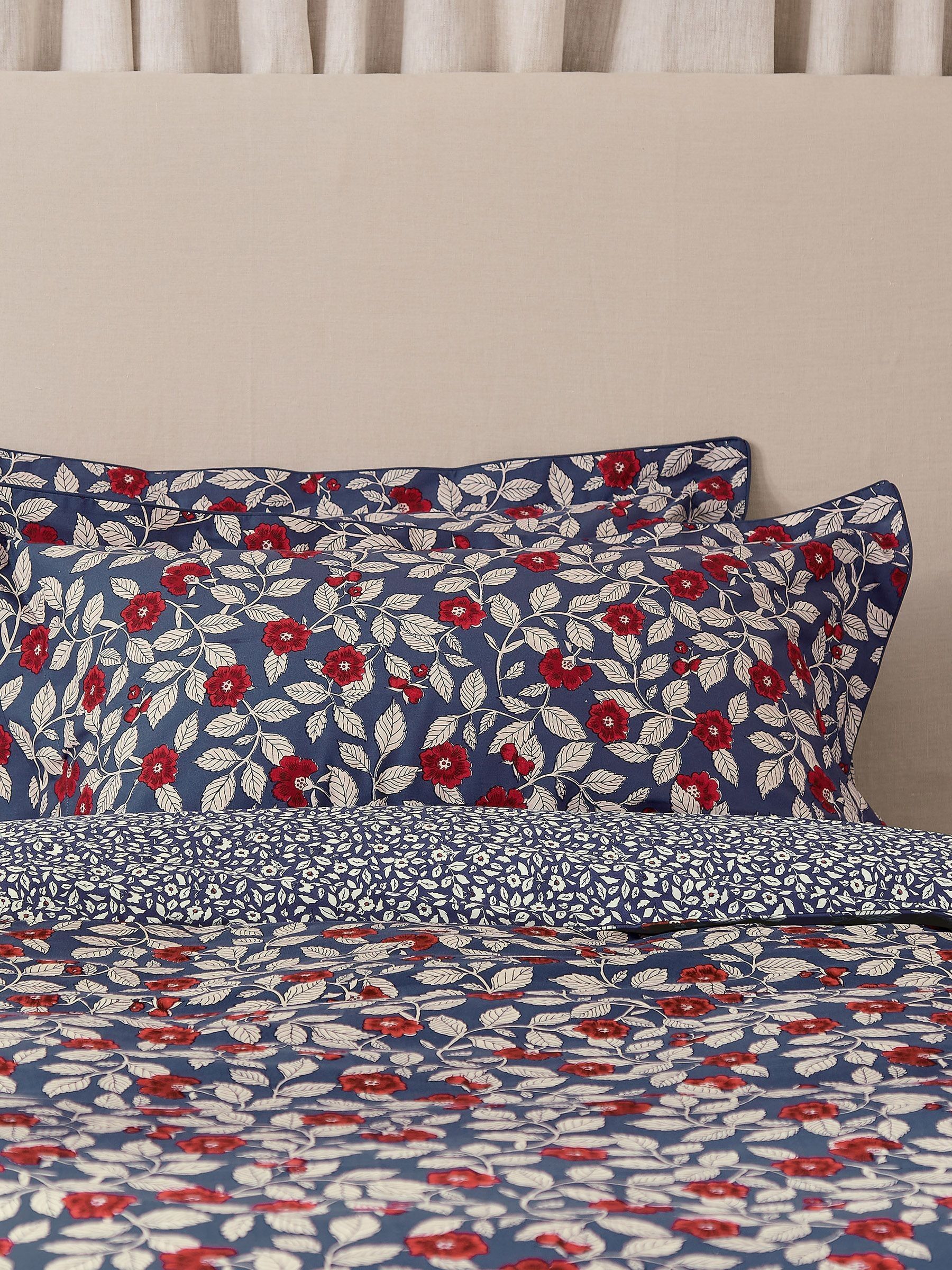 Grove Floral Set of 2 Blue 100% Cotton Standard Pillowcases - Image 1 of 3