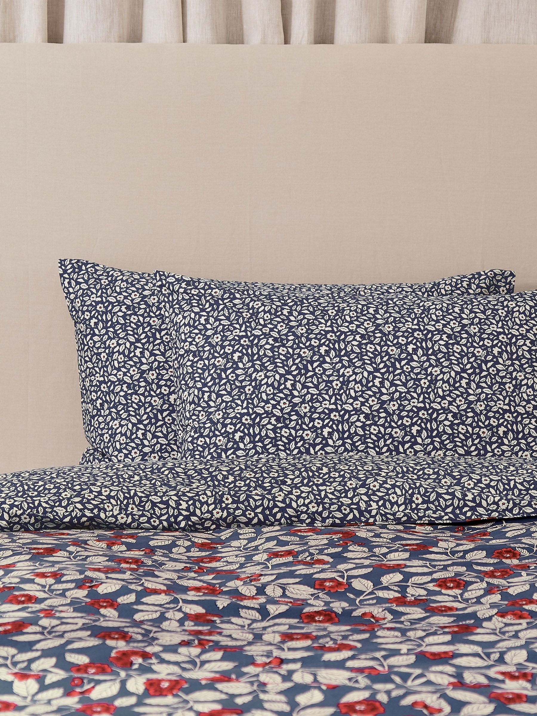 Grove Floral Set of 2 Blue 100% Cotton Standard Pillowcases - Image 2 of 3