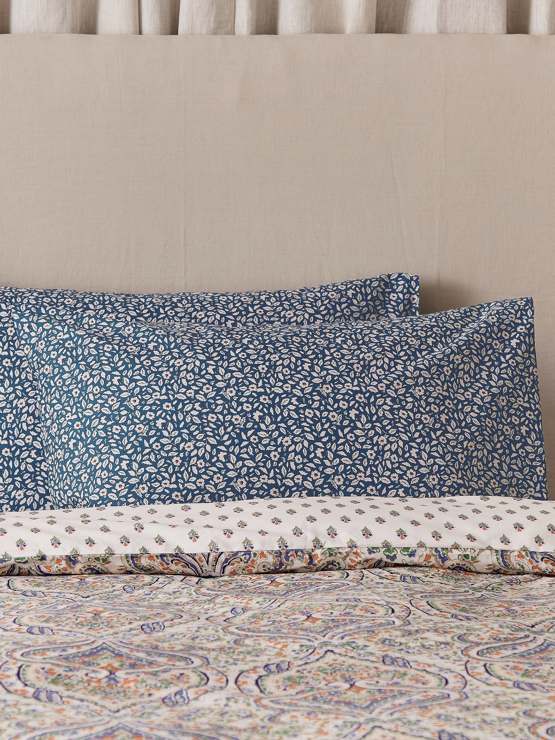 Grove Floral Set of 2 Blue 100% Cotton Standard Pillowcases - Image 3 of 3