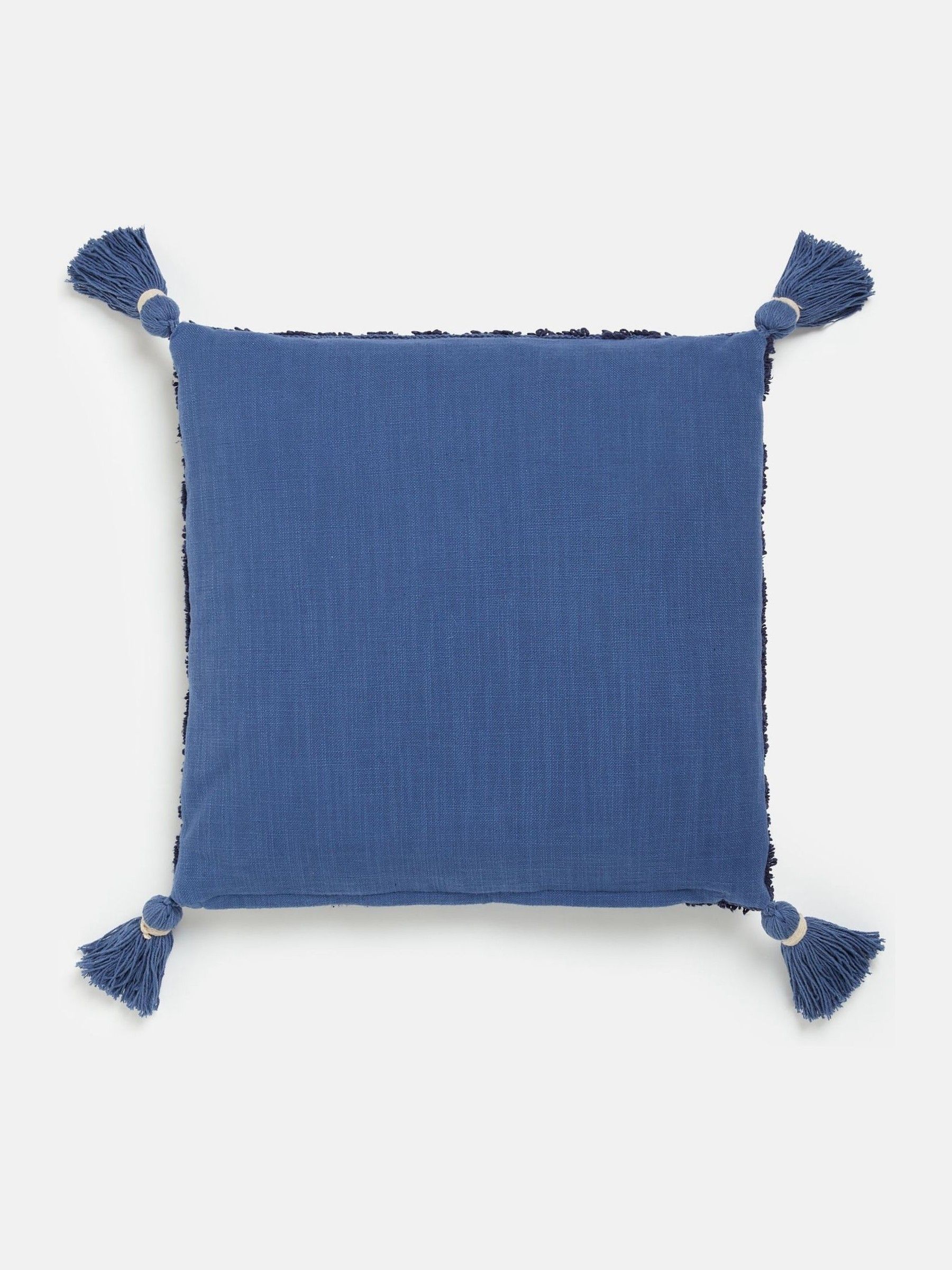 Blue 100% Cotton Paisley Tufted Cushion - Image 5 of 8