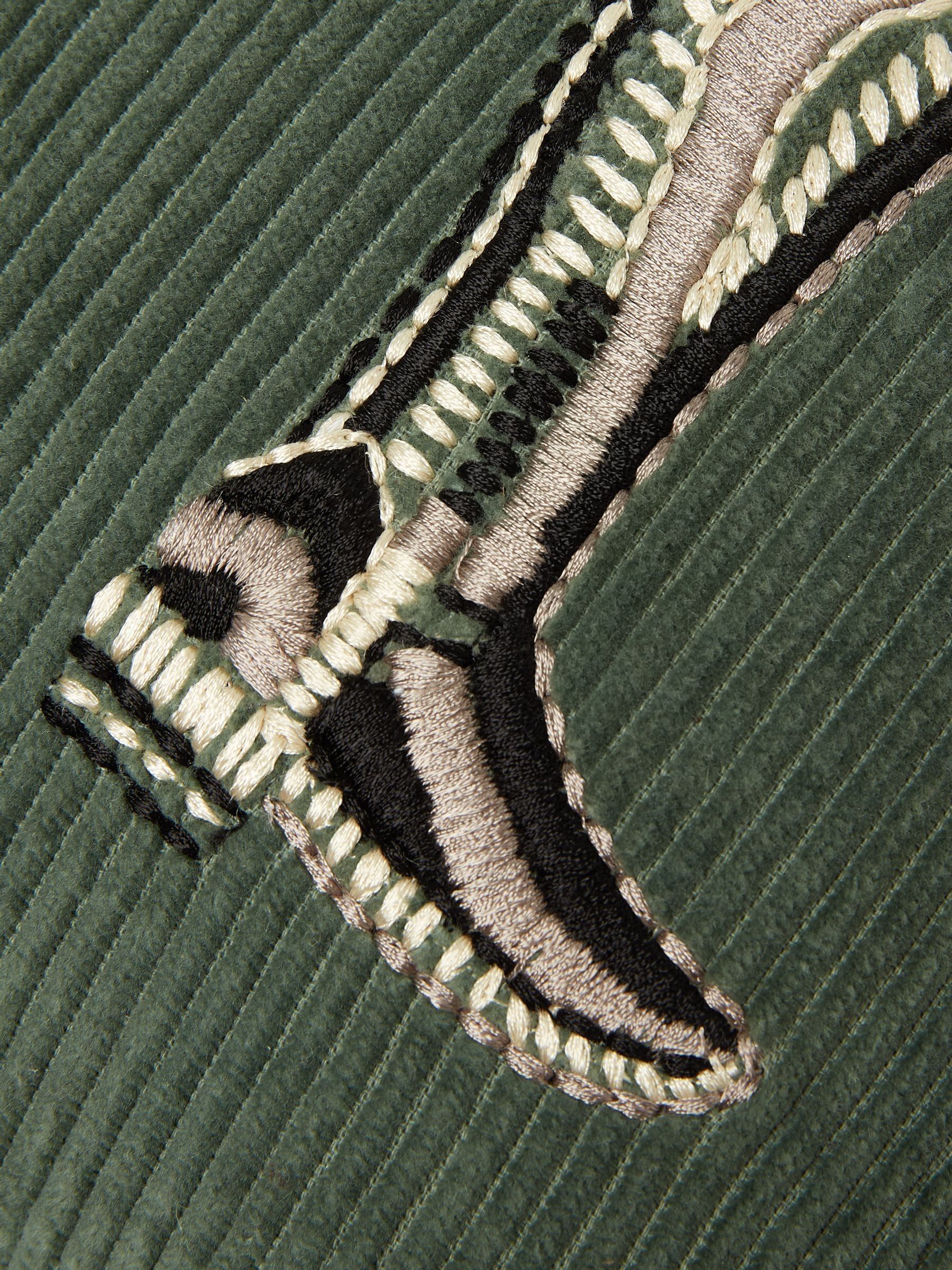 Back to the Country Green 100% Cotton Equestrian Corduroy Cushion - Image 3 of 5