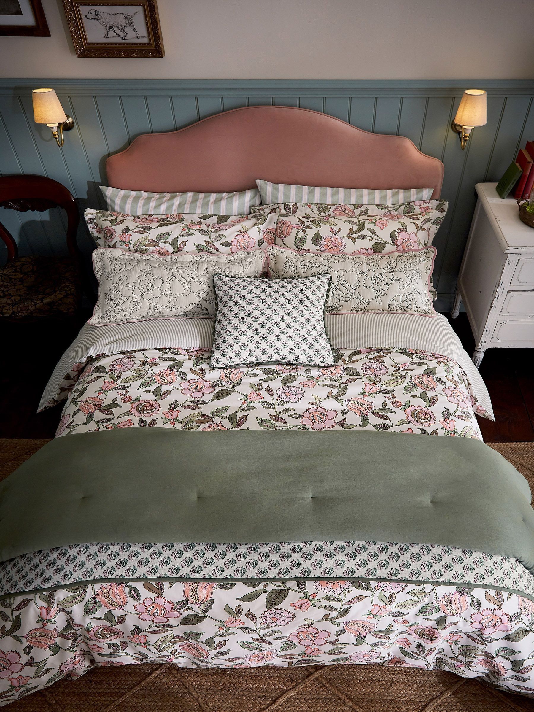 Juliette Floral Green 100% Cotton Bedding Set - Image 1 of 5