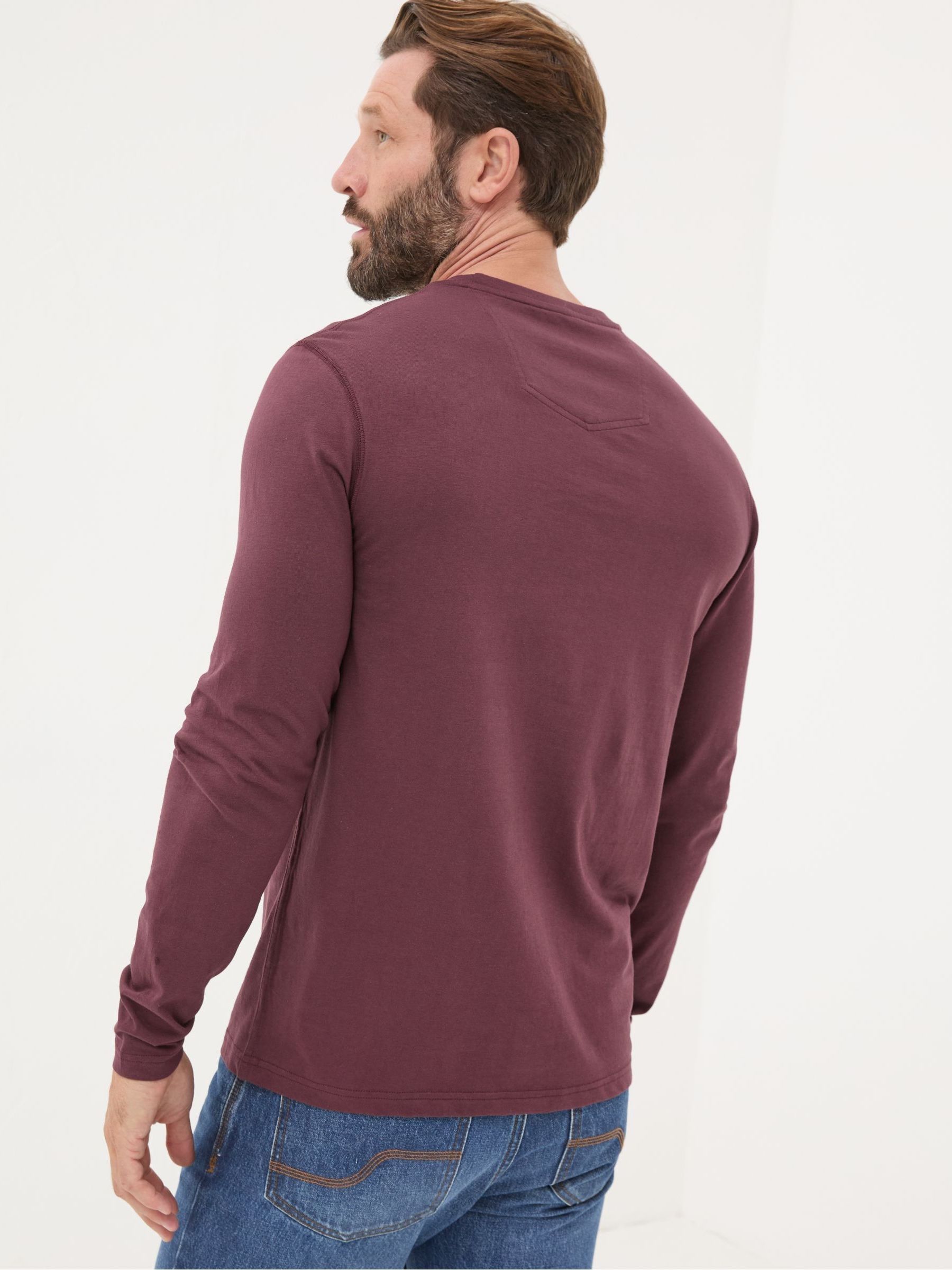 Burgundy Red Long Sleeve 100% Cotton T-Shirts 3 Pack - Image 6 of 9