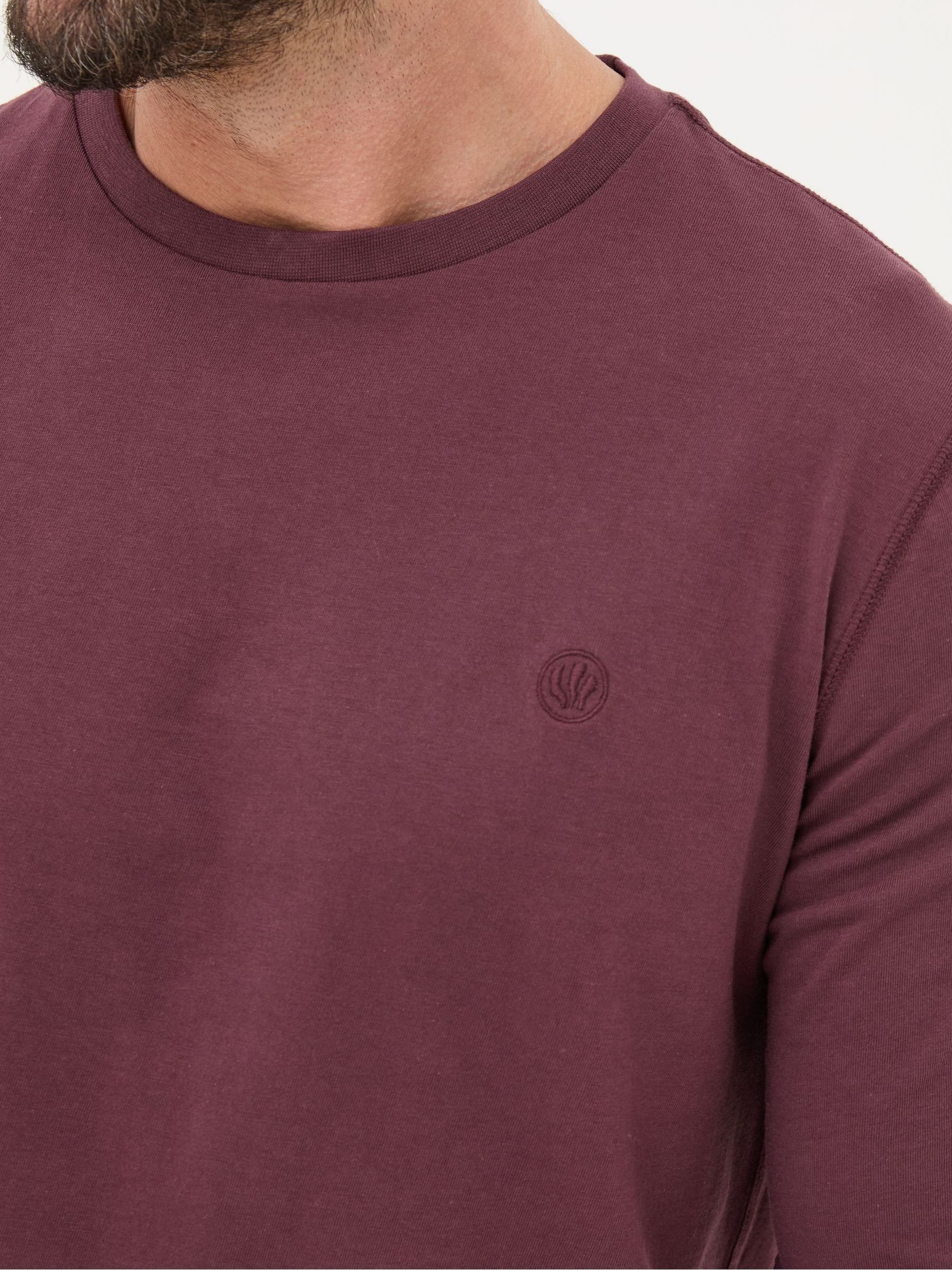 Burgundy Red Long Sleeve 100% Cotton T-Shirts 3 Pack - Image 7 of 9