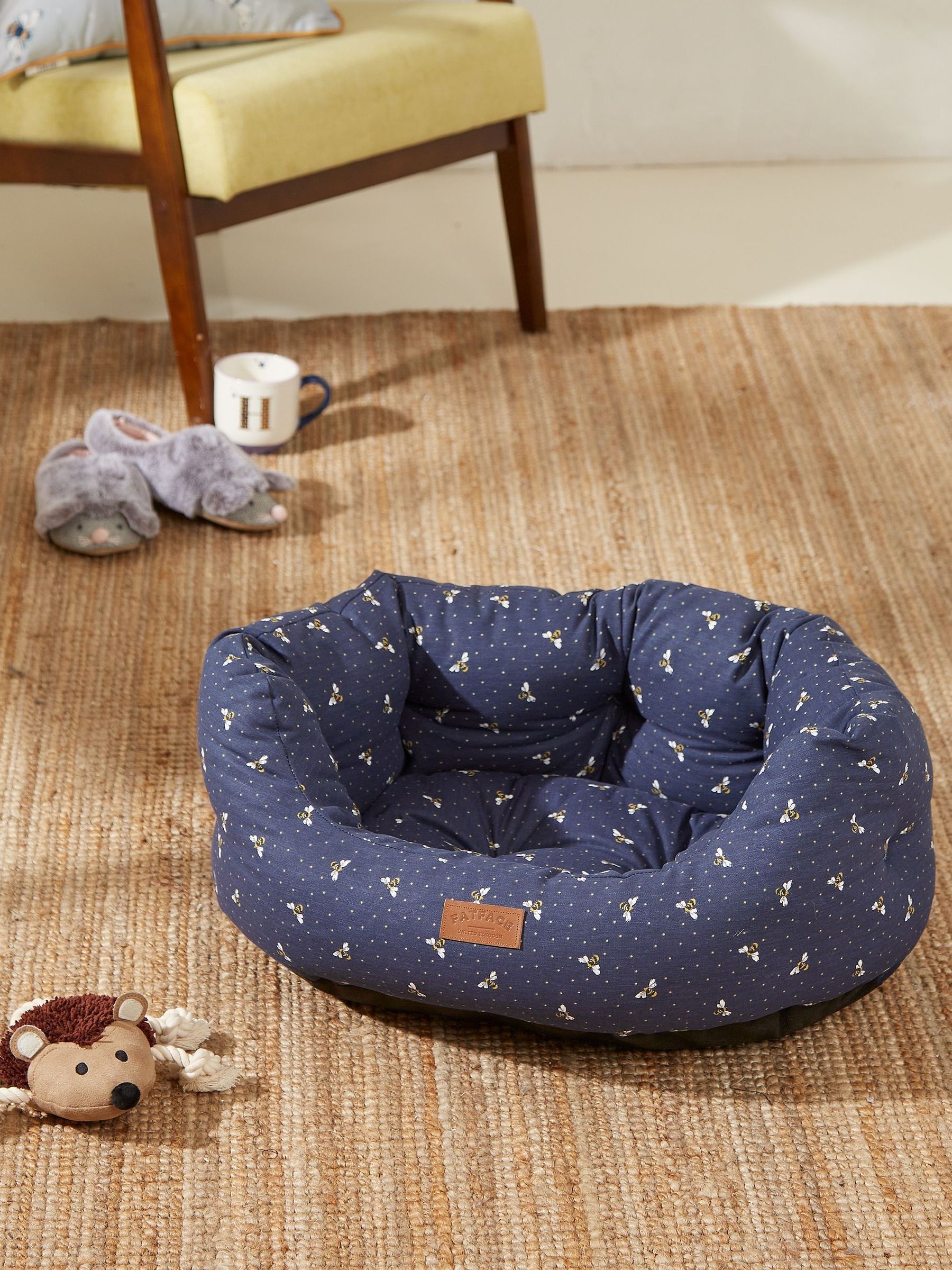 Navy 61cm Bee Spot Pet Bed - Image 1 of 1 Navy 61cm Bee Spot Pet Bed - Image 1 of 1