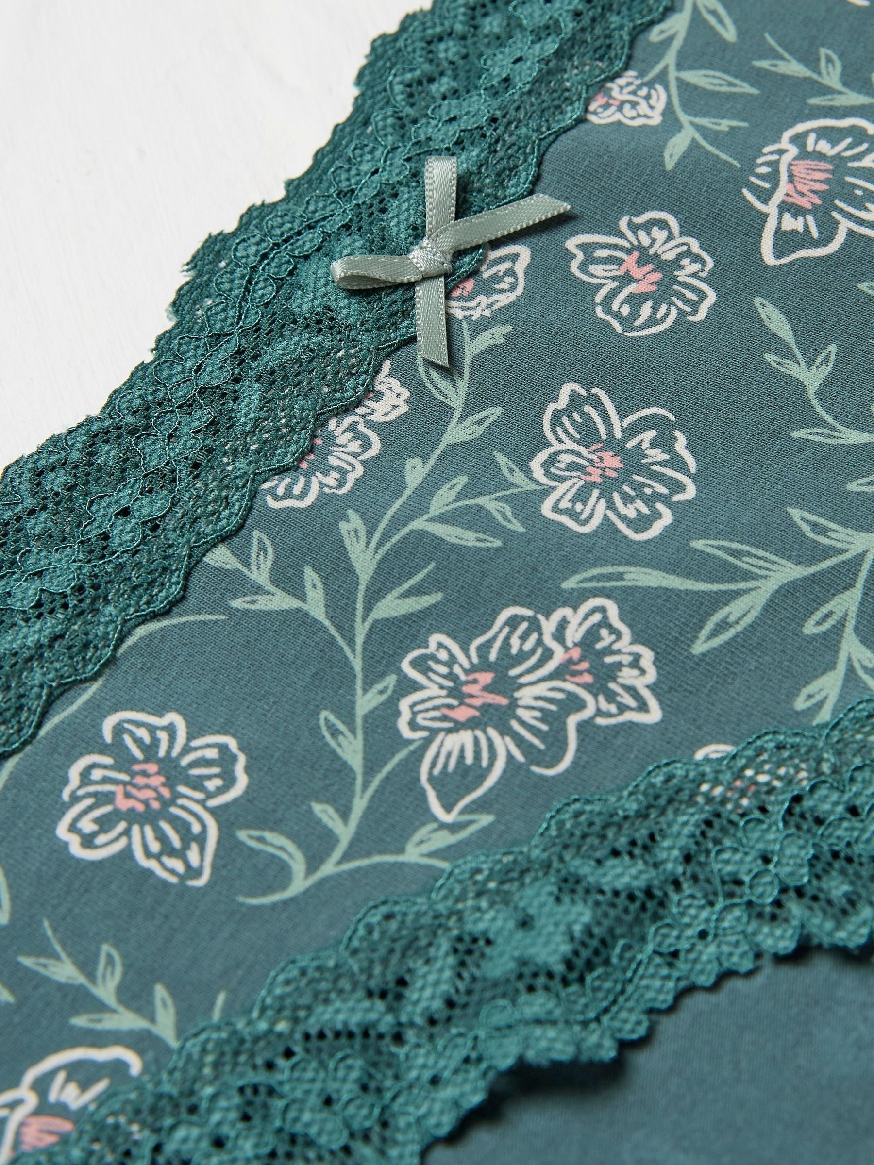 Esme Green Floral Short Knickers - Image 2 of 2