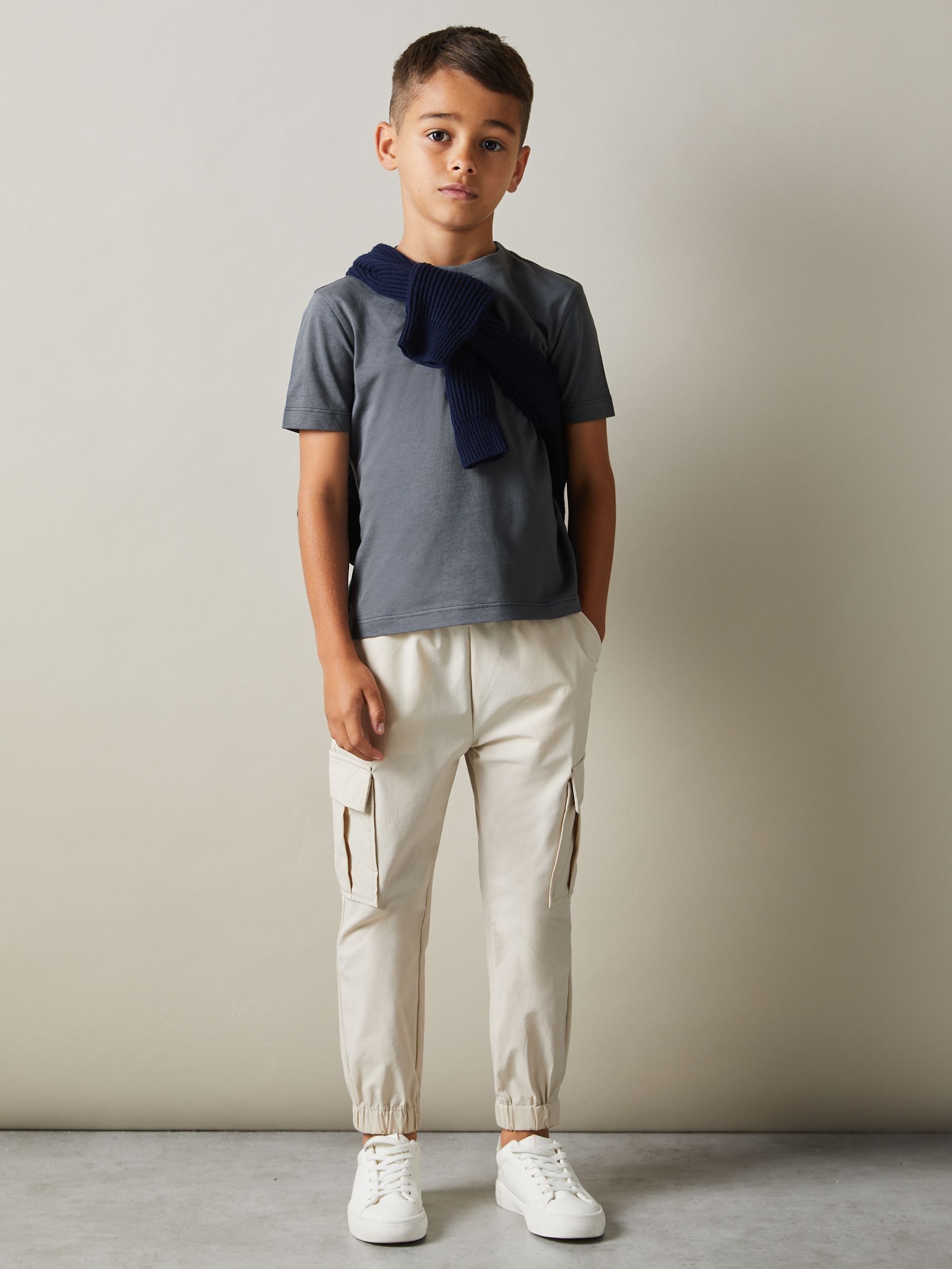Junior Three Pack Of Crew-Neck T-Shirts in White/Lichen Green/Steel Blue - Image 1 of 7
