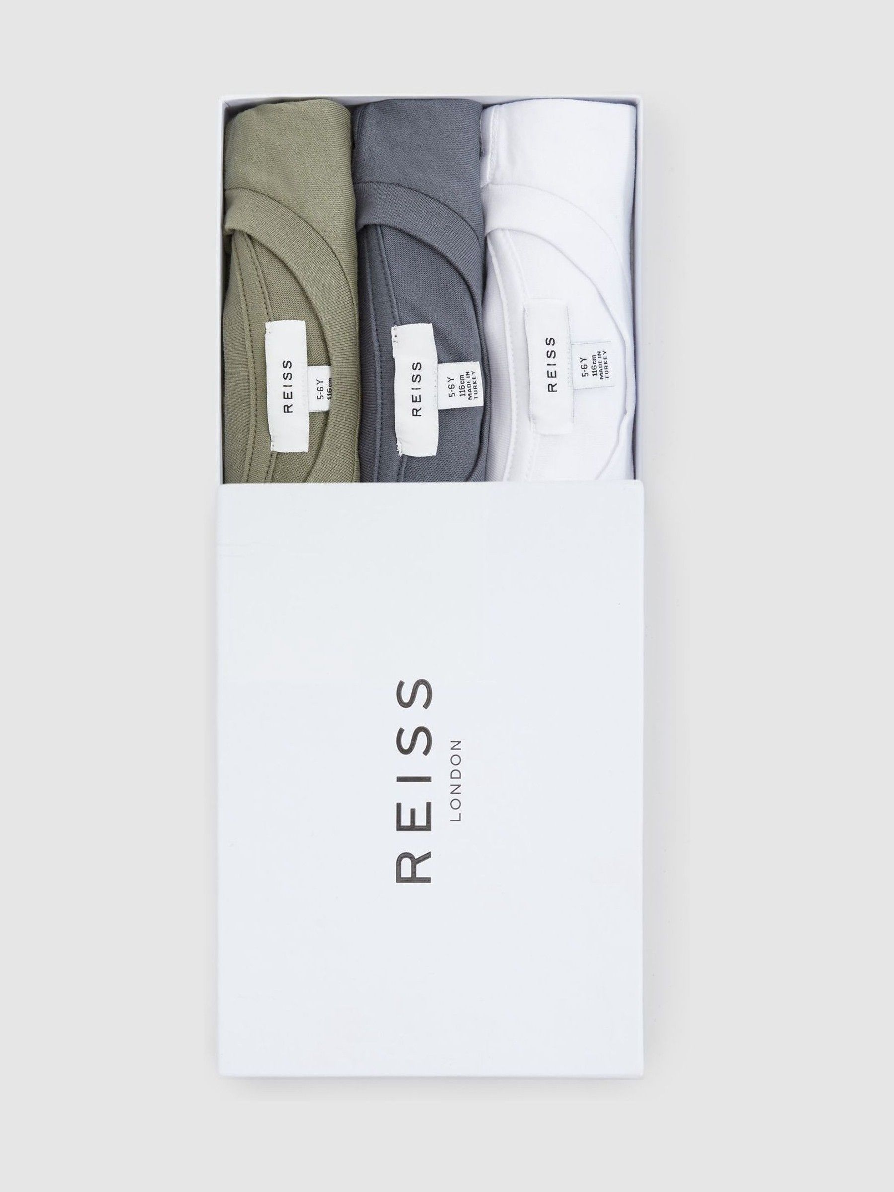 Junior Three Pack Of Crew-Neck T-Shirts in White/Lichen Green/Steel Blue - Image 2 of 7