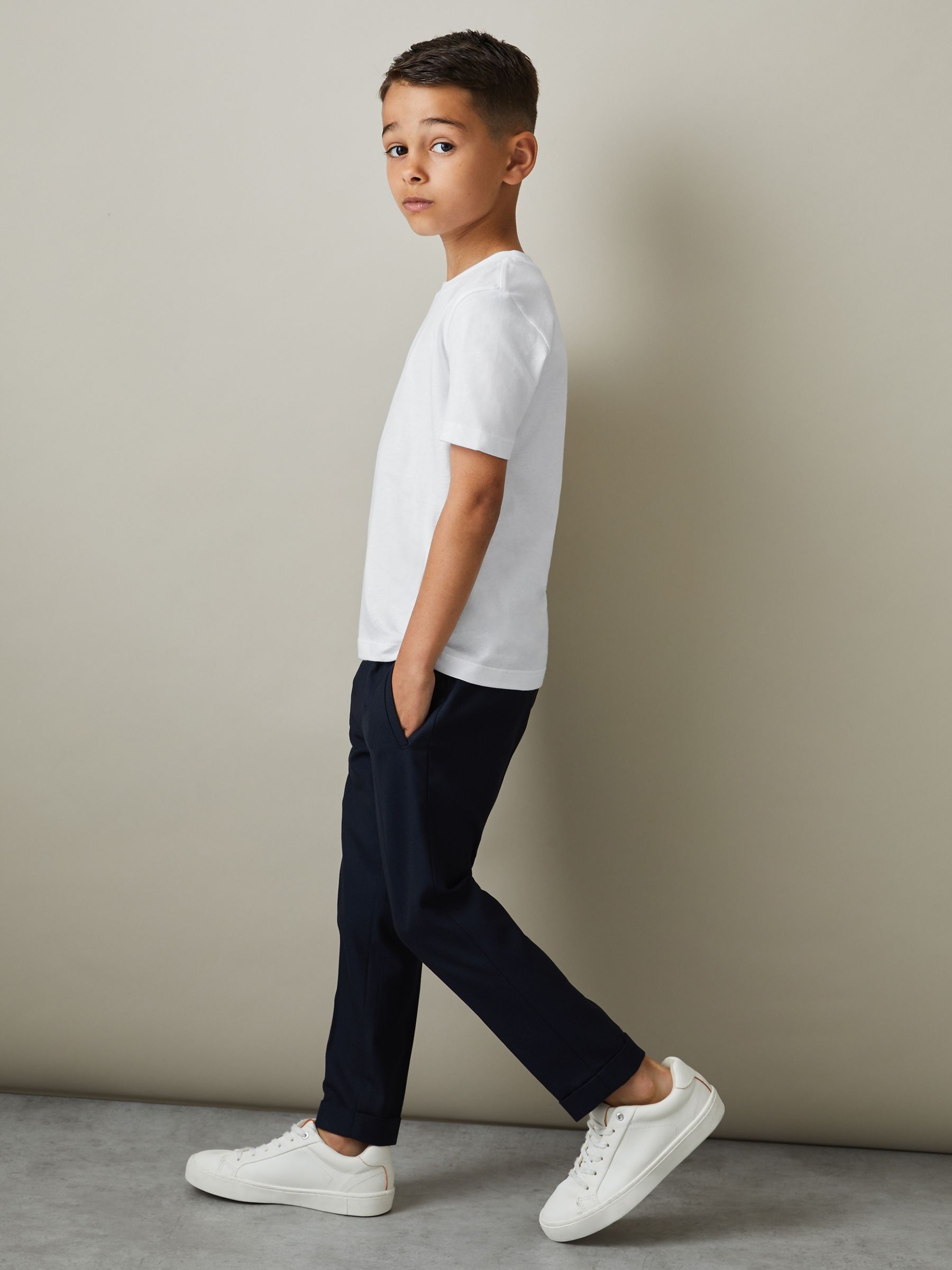 Junior Three Pack Of Crew-Neck T-Shirts in White/Lichen Green/Steel Blue - Image 7 of 7