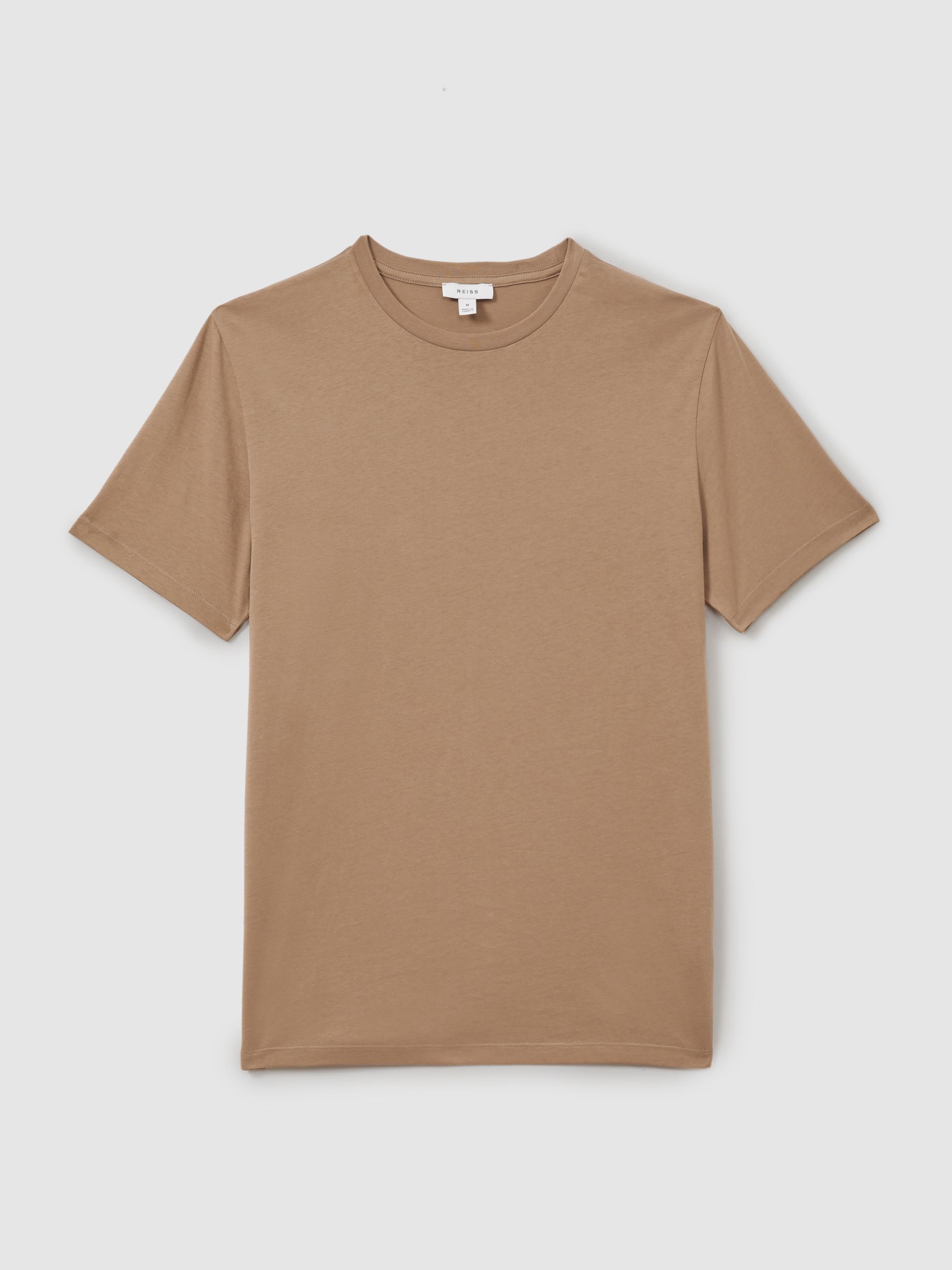 Cotton Crew Neck T-Shirt in Camel - Image 2 of 4