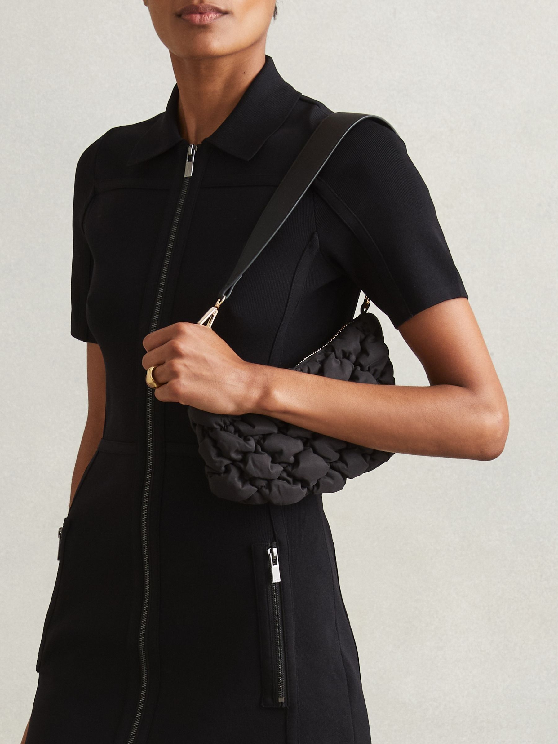 Quilted Shoulder Bag in Black - Image 2 of 5