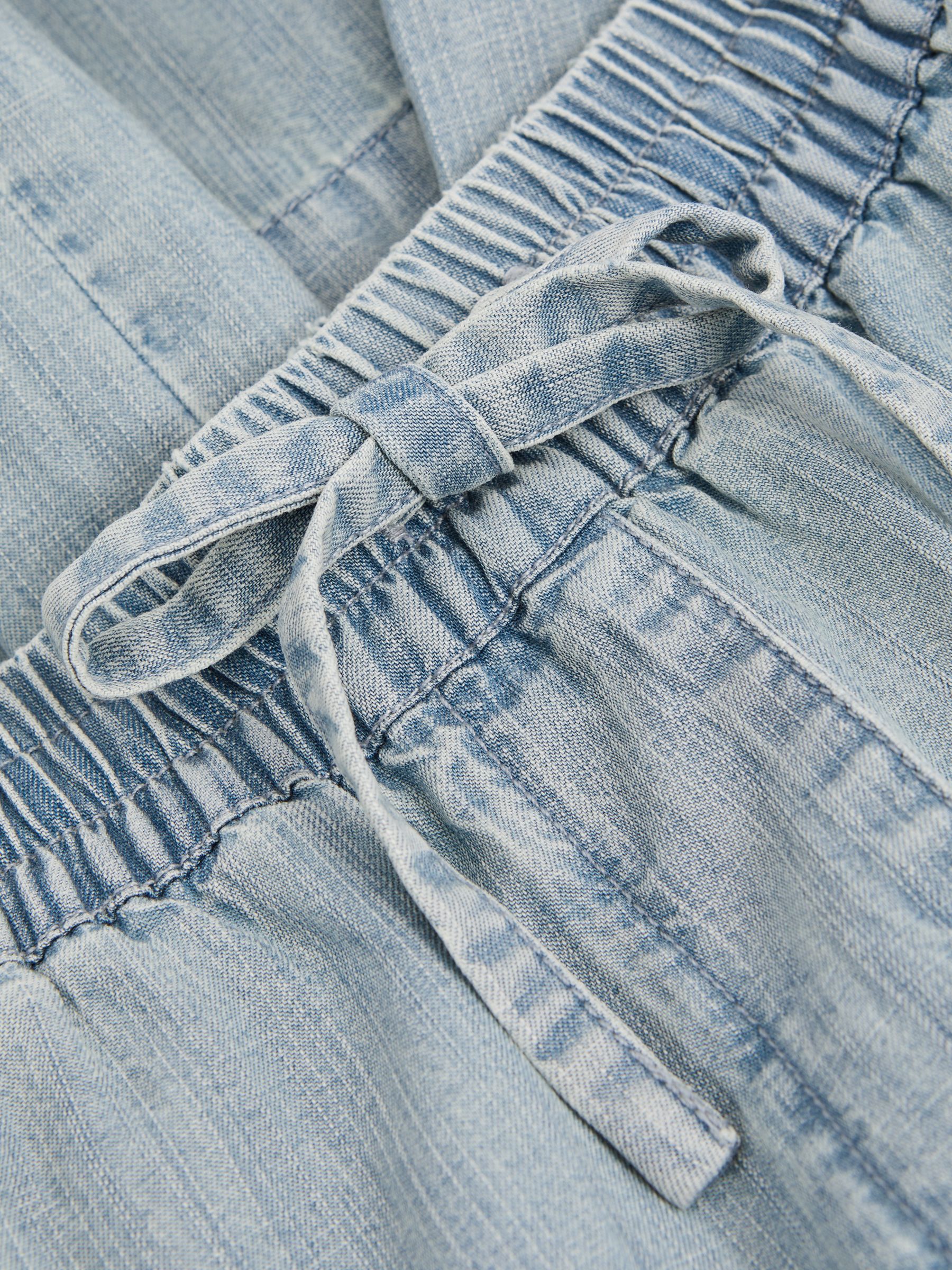 Petite Denim Look Wide Leg Trousers in Light Blue - Image 6 of 7