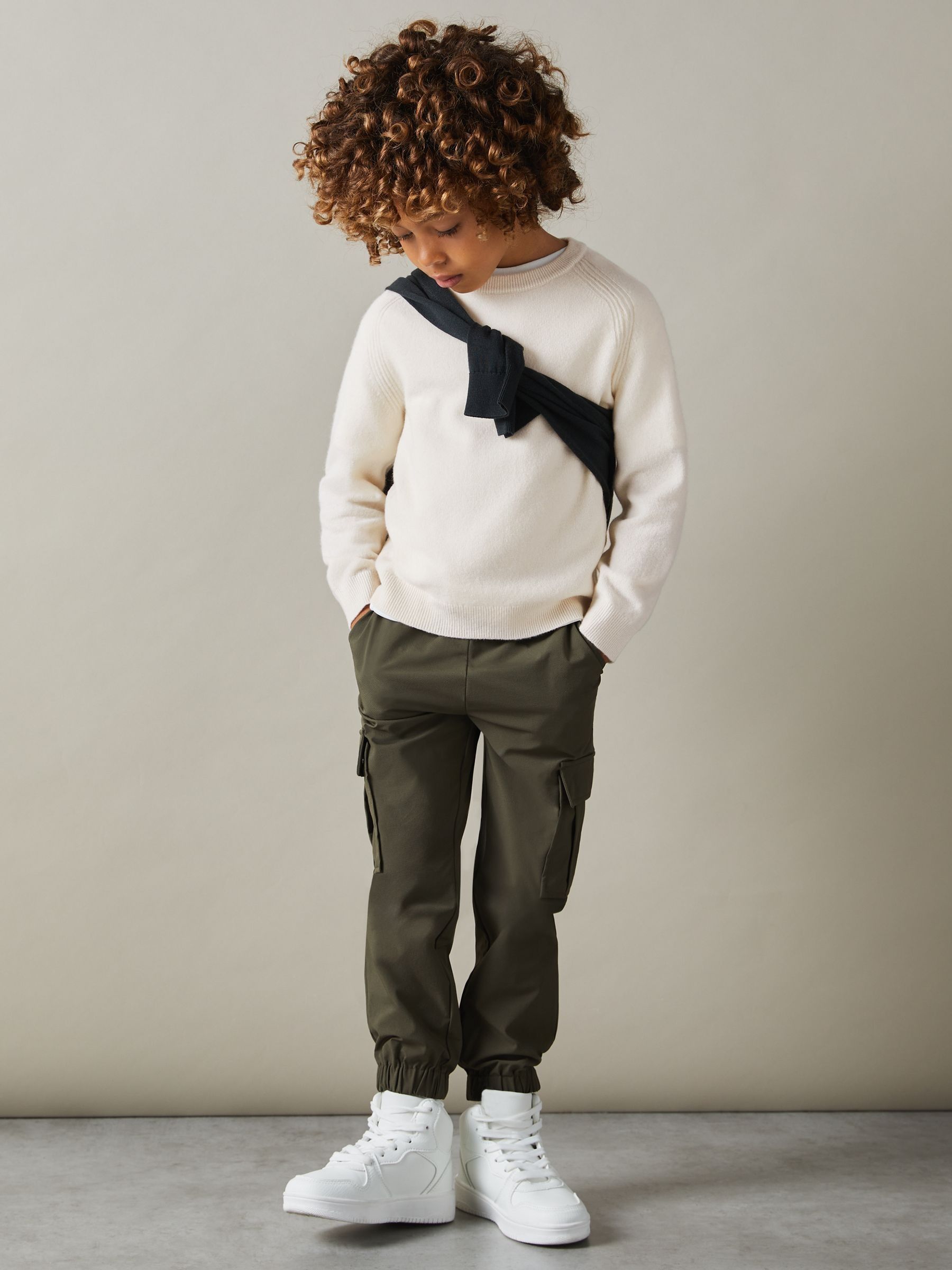 13-14 yrs Wool Blend Crew Neck Jumper in Off White - Image 2 of 4