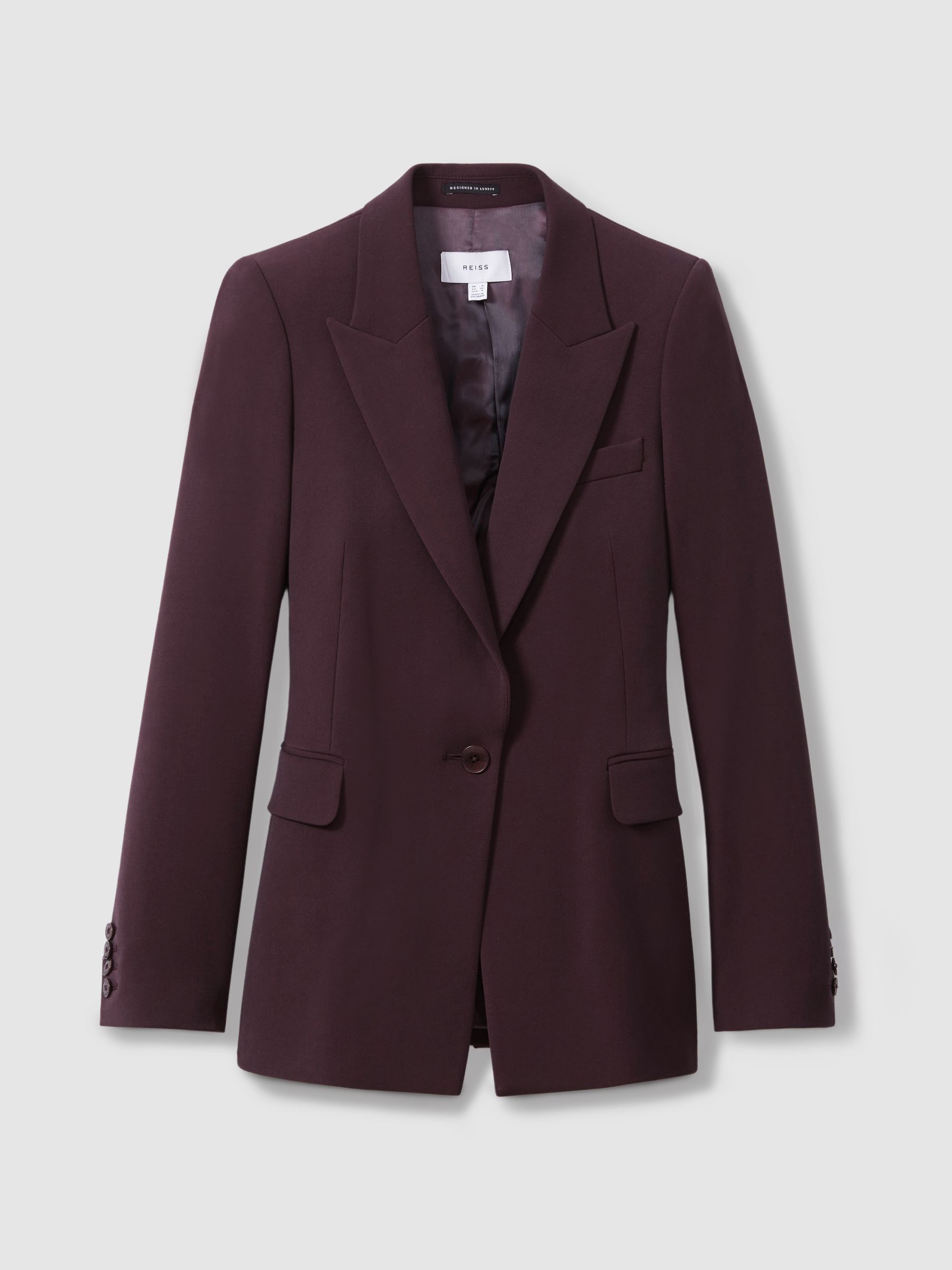 Petite Tailored Single Breasted Suit Blazer in Berry - Image 2 of 8