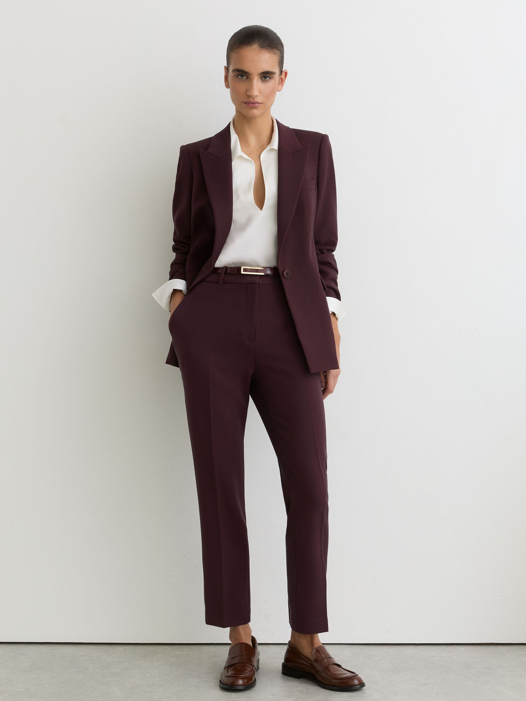Petite Tailored Single Breasted Suit Blazer in Berry - image 4