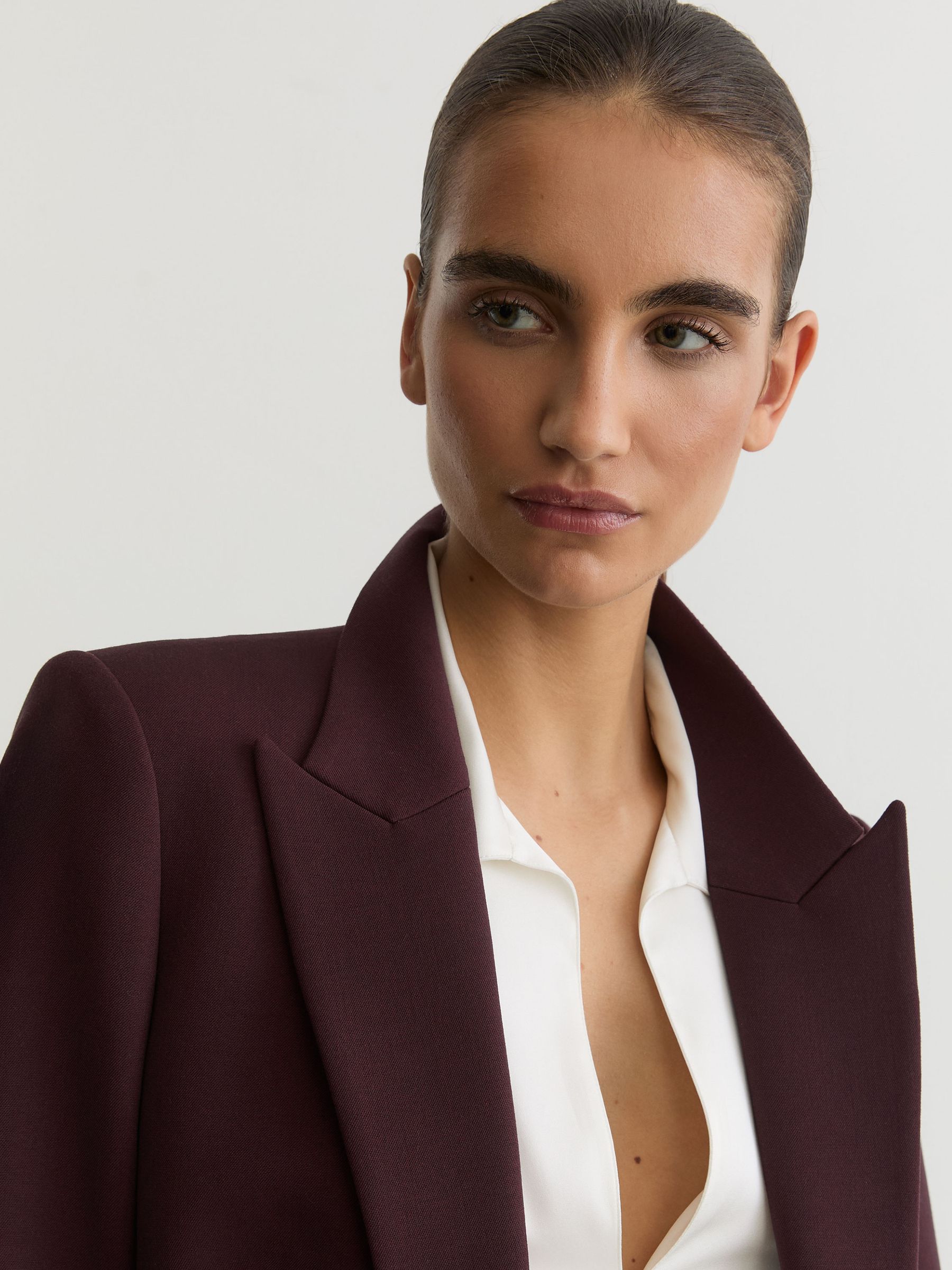 Petite Tailored Single Breasted Suit Blazer in Berry - image 5