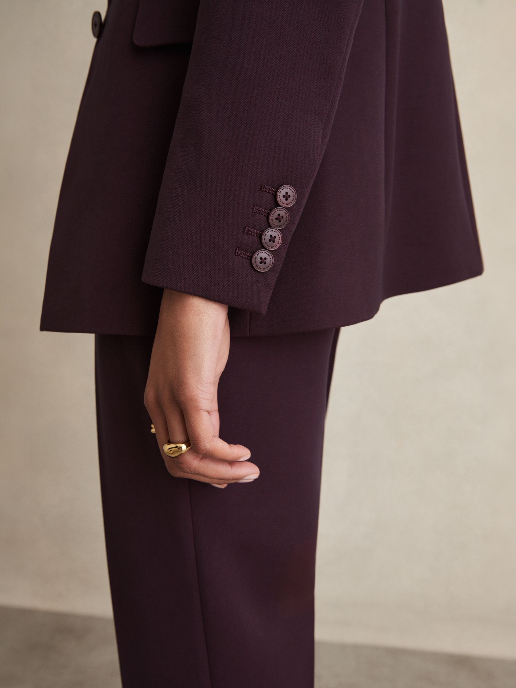 Petite Tailored Single Breasted Suit Blazer in Berry - Image 5 of 8