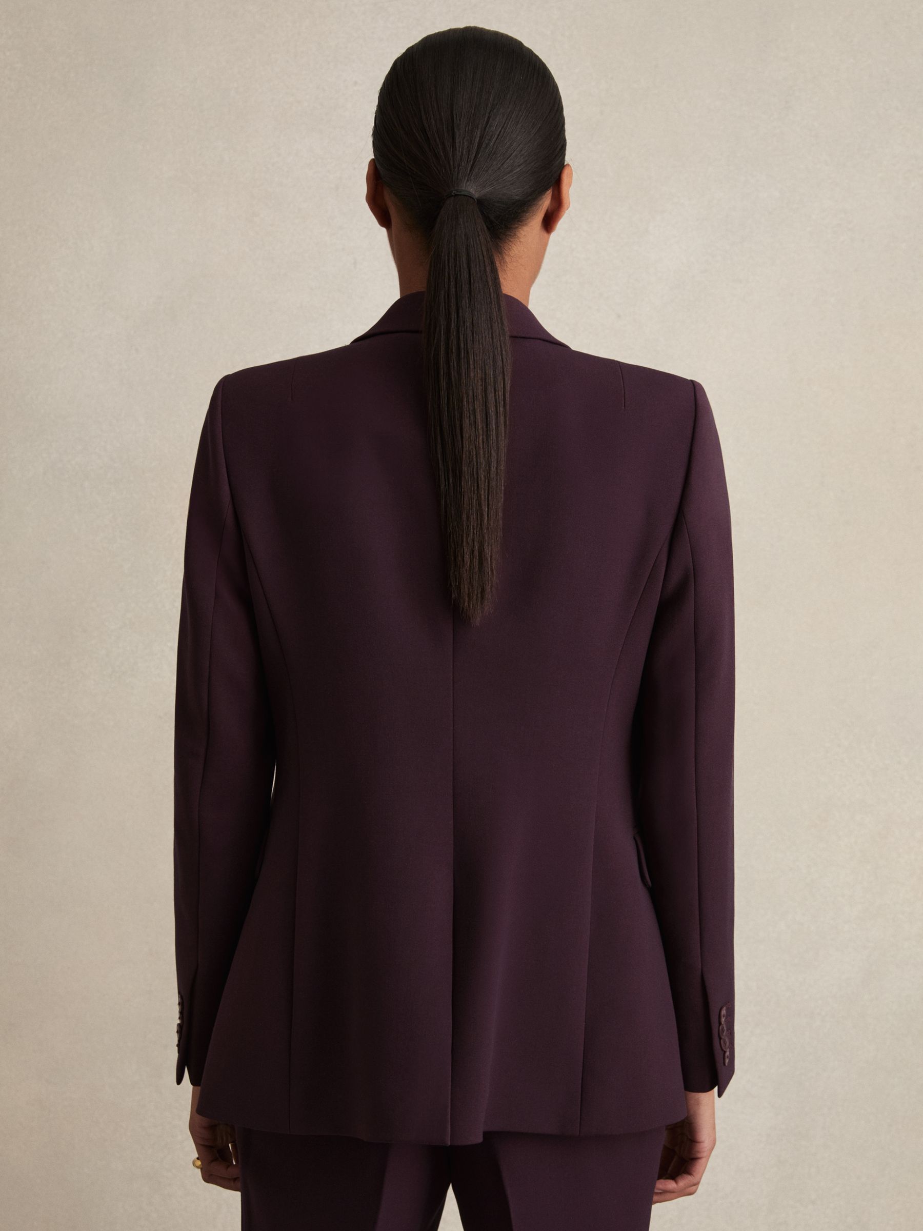 Petite Tailored Single Breasted Suit Blazer in Berry - Image 6 of 8