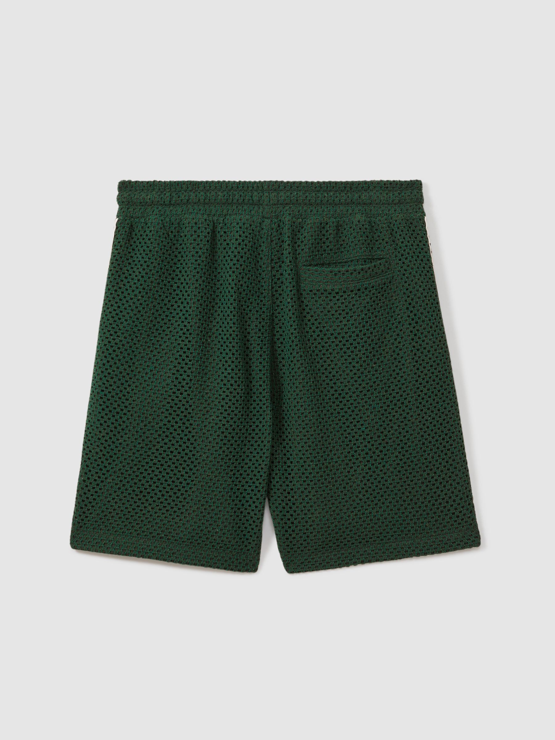 Palmo Dark Green Ché Crochet Contrast Trim Drawstring Shorts - Image 3 of 5