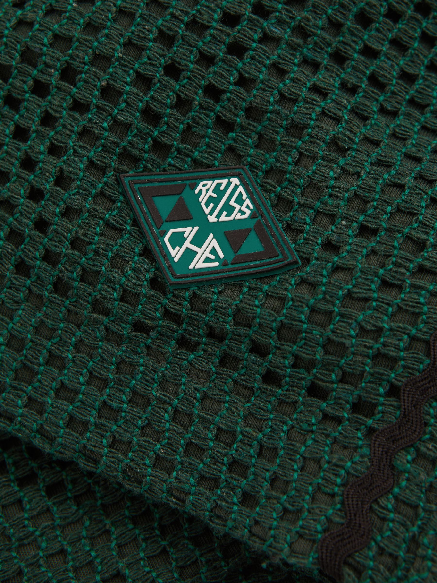 Palmo Dark Green Ché Crochet Contrast Trim Drawstring Shorts - Image 4 of 5