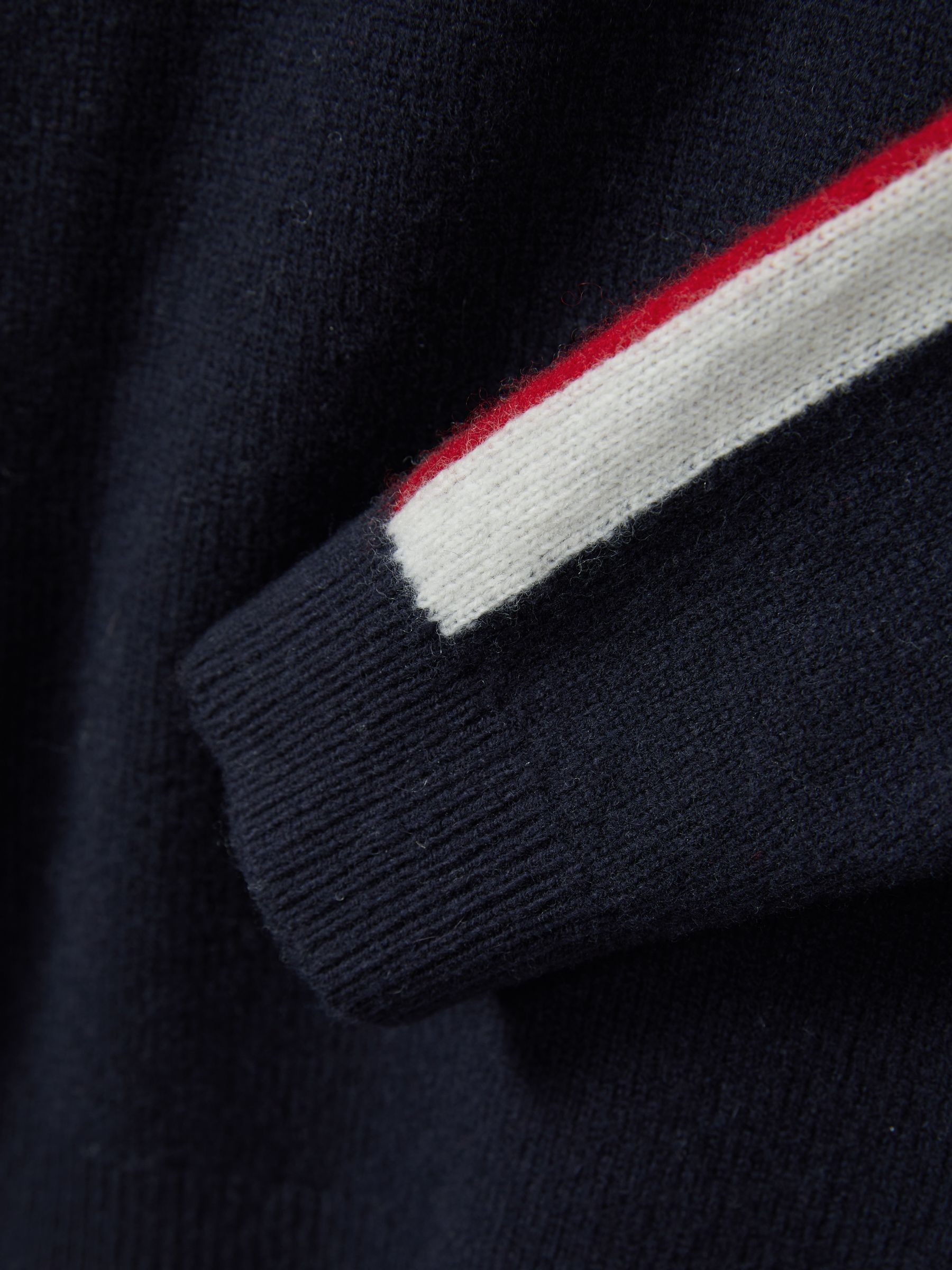 9-13 yrs Wool Stiped-Sleeve Jumper in Navy/Red - Image 4 of 4