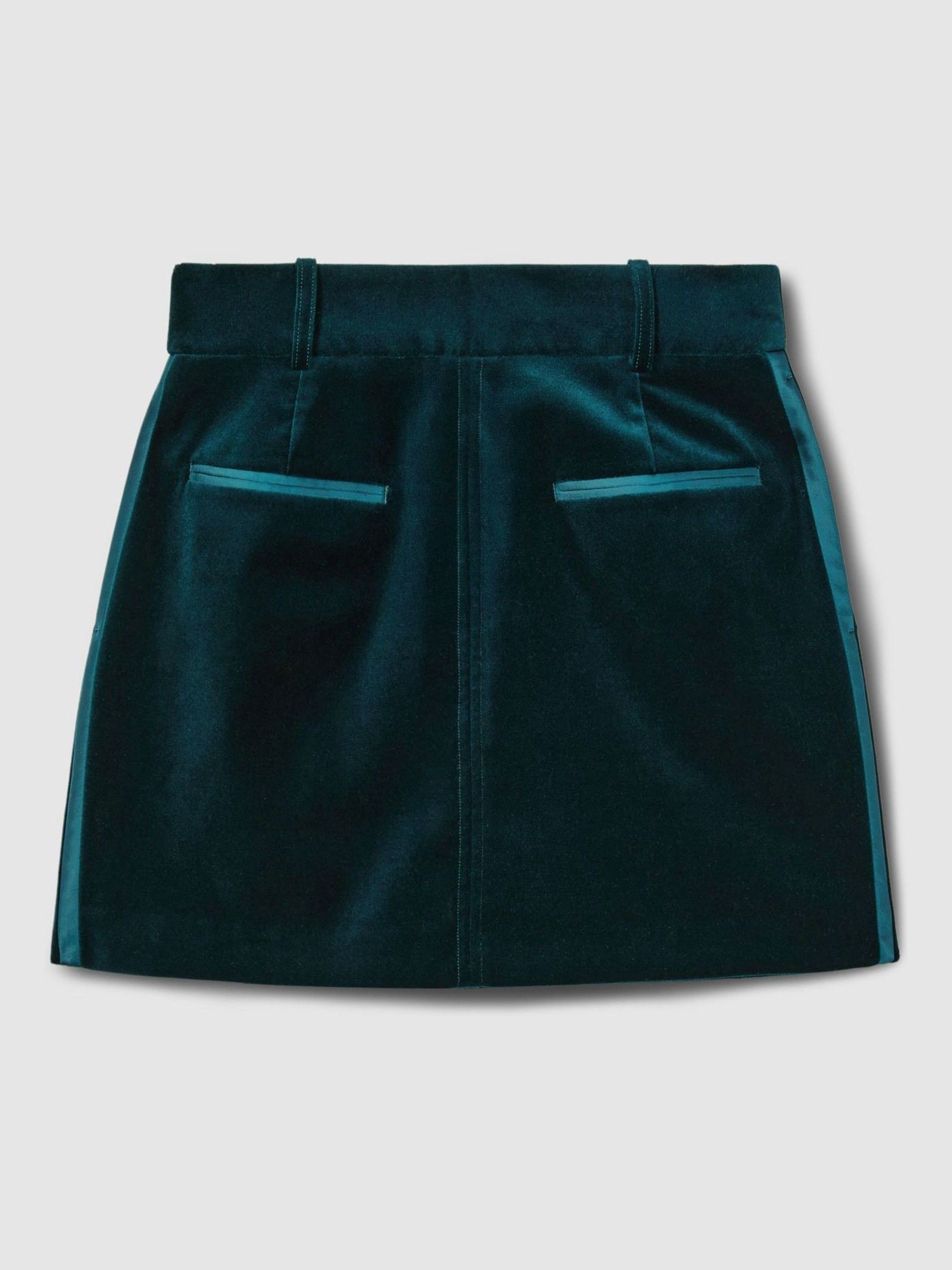 Velvet and Satin Suit Skirt in Teal - Image 2 of 6