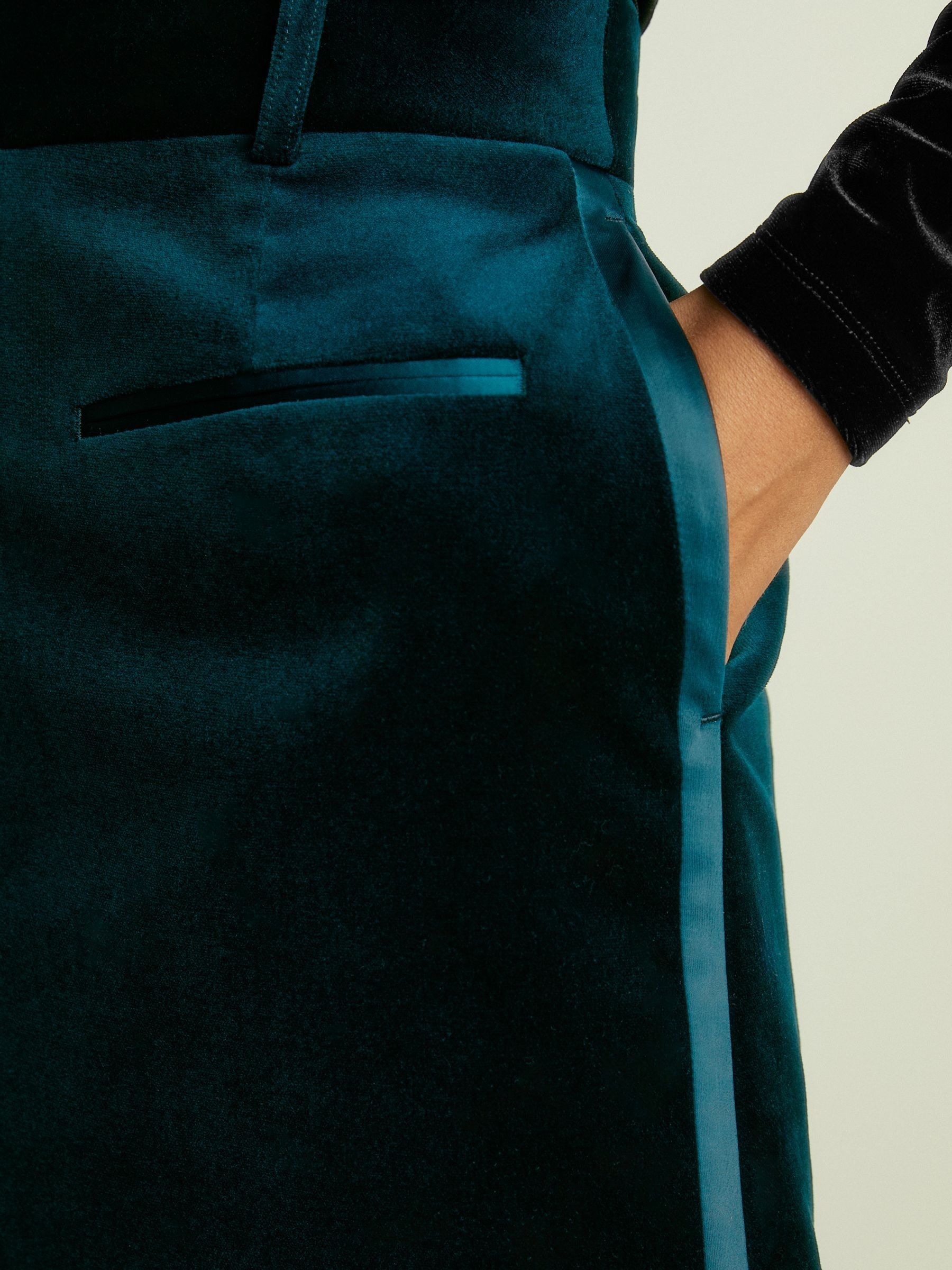 Velvet and Satin Suit Skirt in Teal - Image 4 of 6