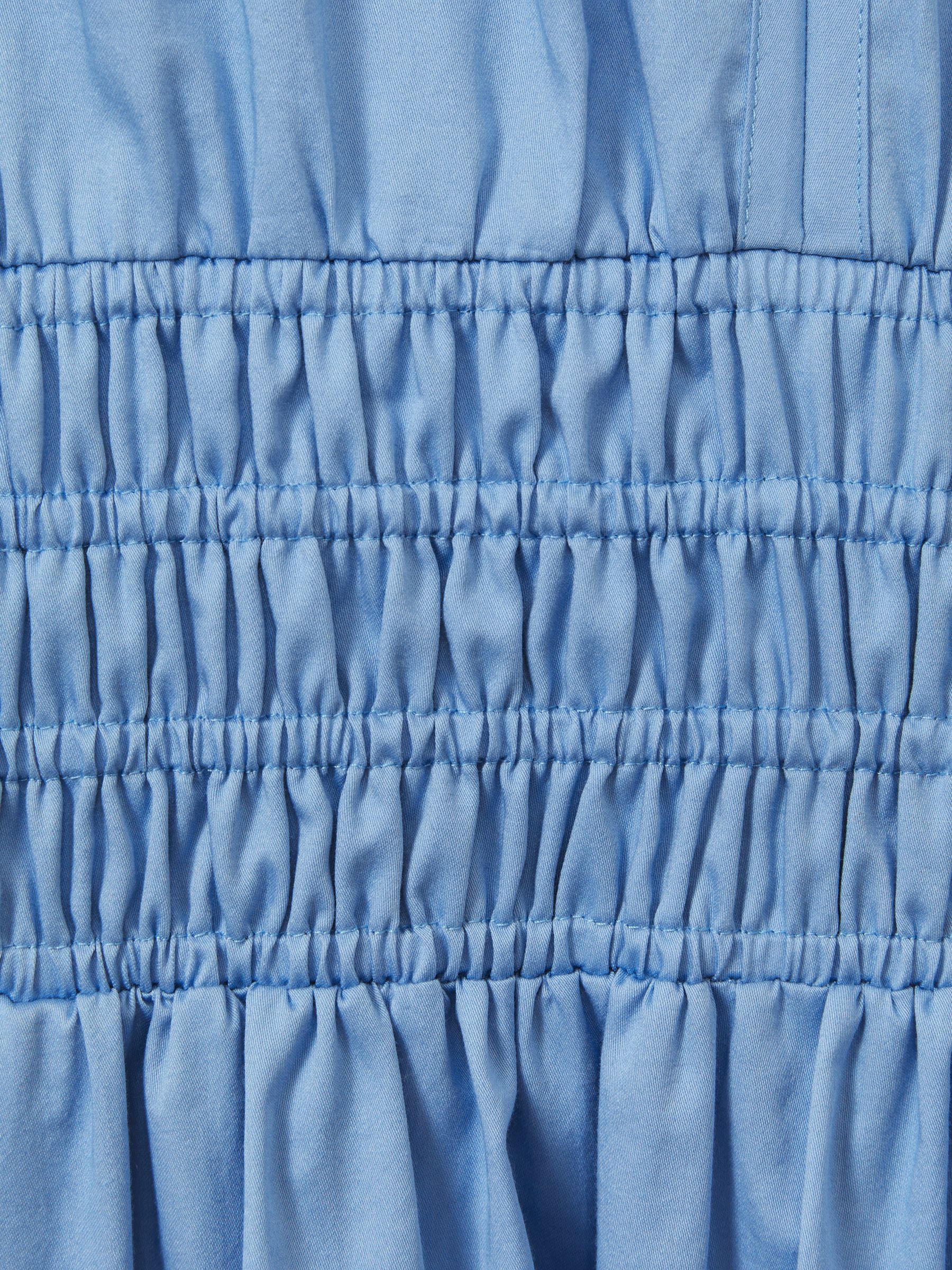 Cotton Ruched Waist Midi Dress in Blue - Image 5 of 5